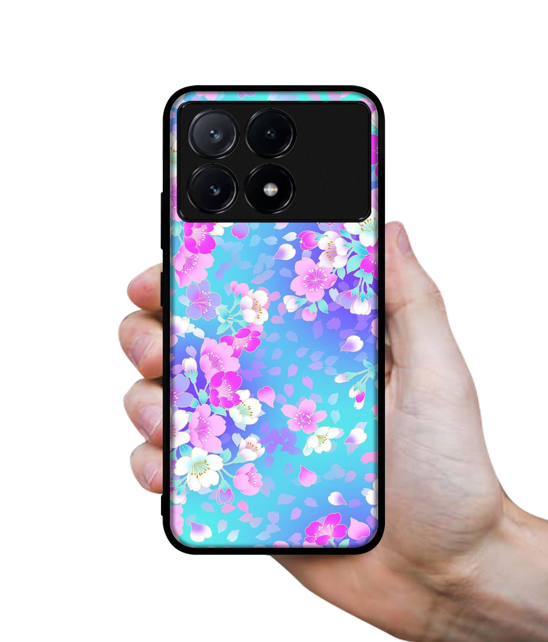 Floral Blue Pattern Design Designer 2D Printed Back Case Cover for Poco X6 Pro 5G / Mi Redmi K70E 5G