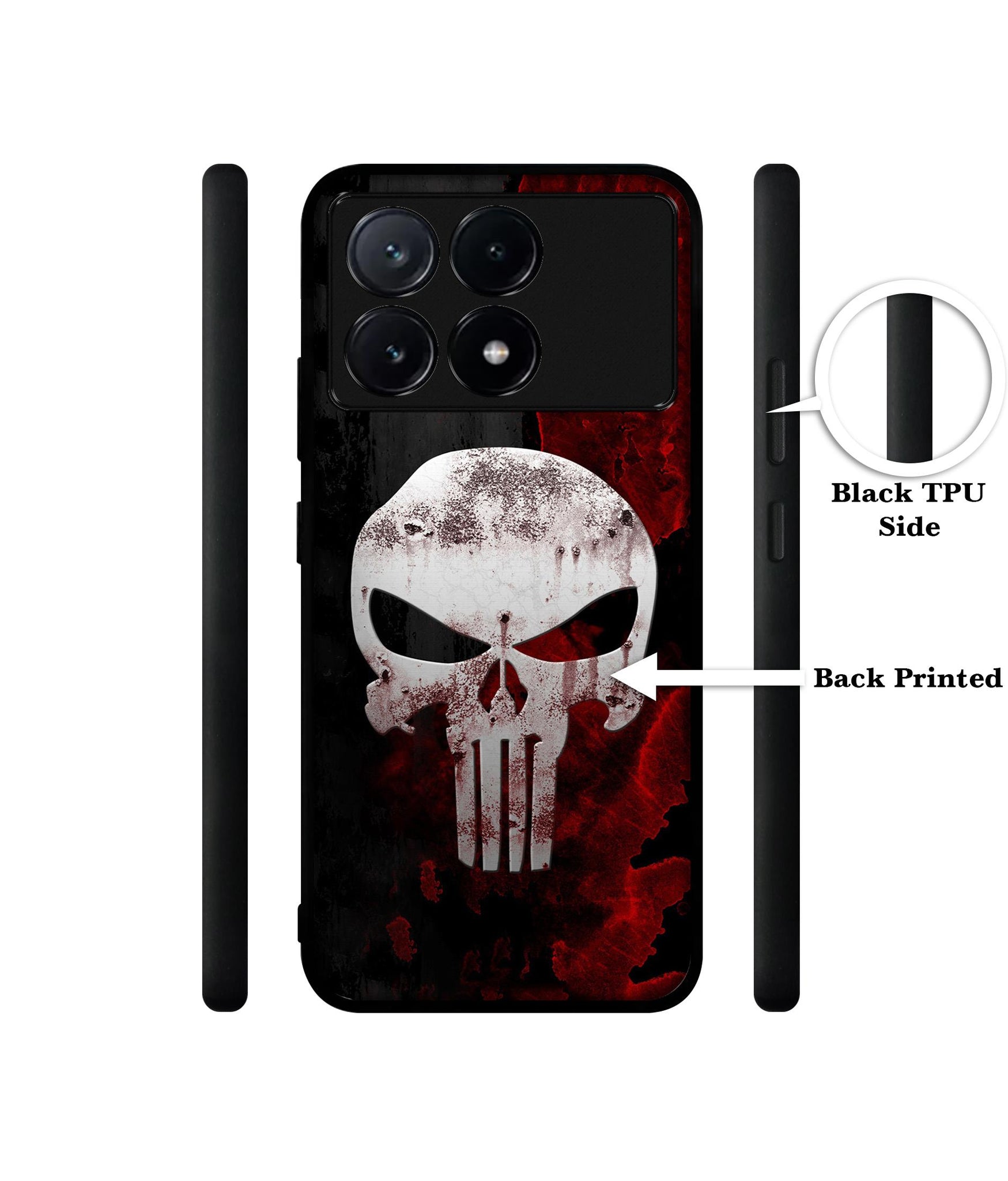 Punisher Skull Design Designer 2D Printed Back Case Cover for Poco X6 Pro 5G / Mi Redmi K70E 5G