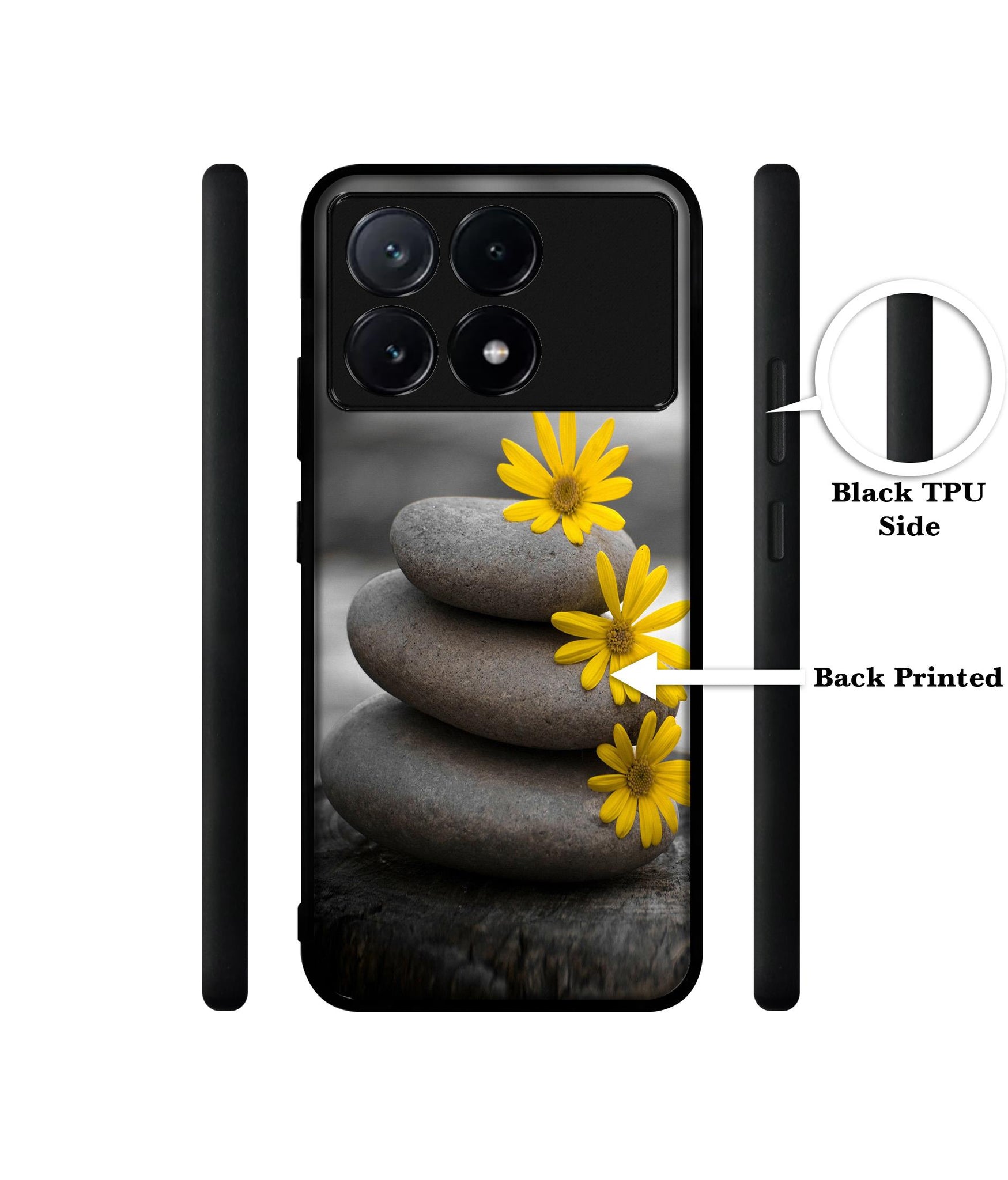 Stones And Flower Design Designer 2D Printed Back Case Cover for Poco X6 Pro 5G / Mi Redmi K70E 5G