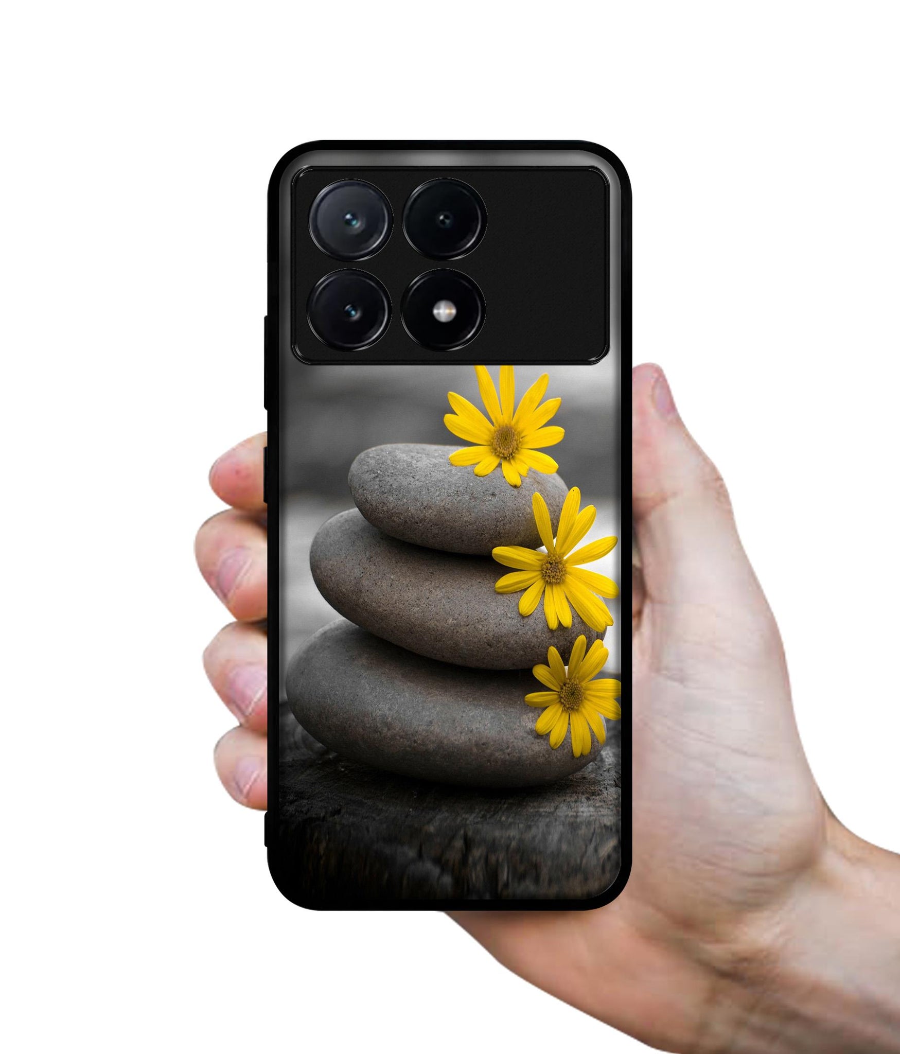Stones And Flower Design Designer 2D Printed Back Case Cover for Poco X6 Pro 5G / Mi Redmi K70E 5G