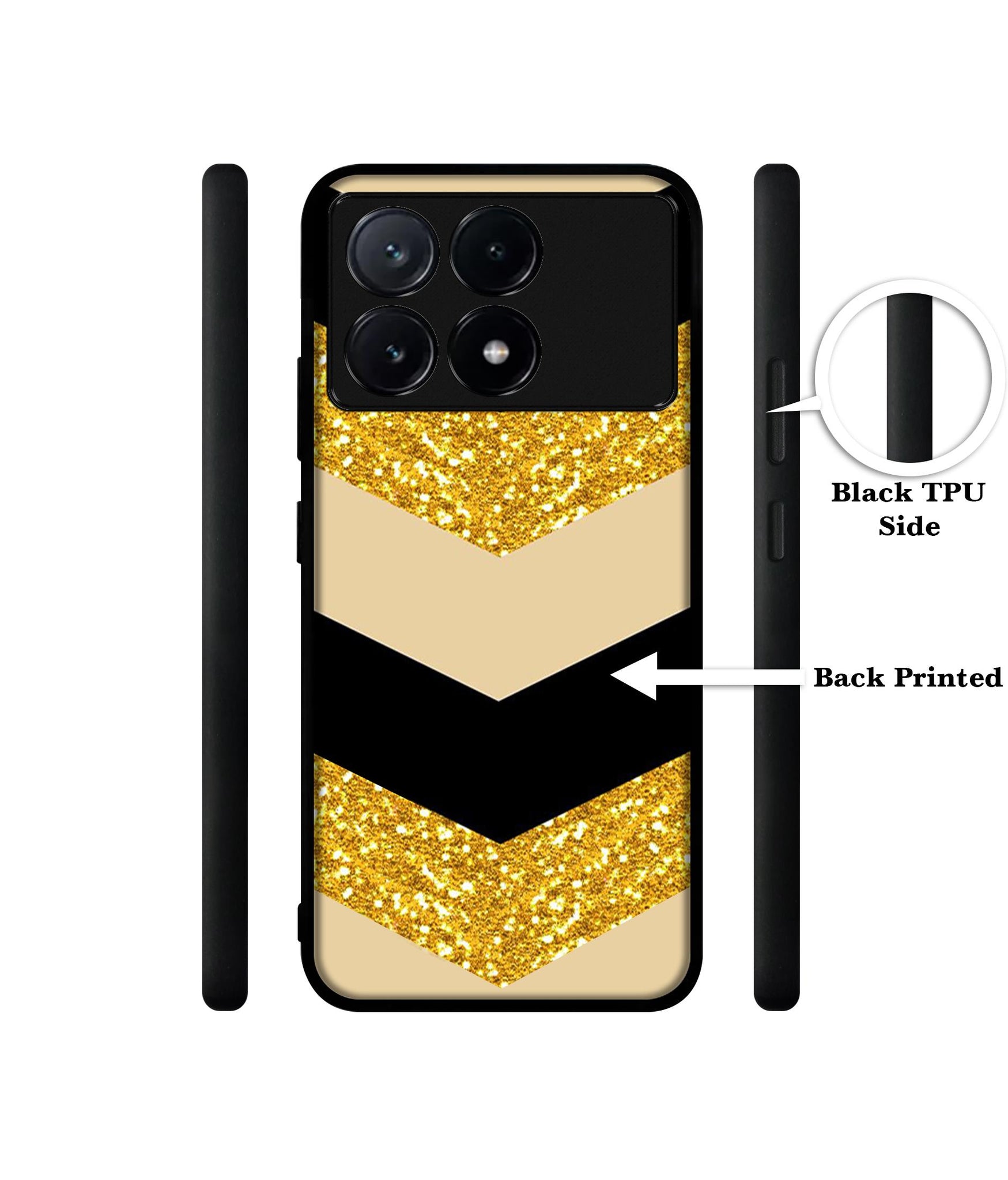 Black & Gold Design Designer 2D Printed Back Case Cover for Poco X6 Pro 5G / Mi Redmi K70E 5G