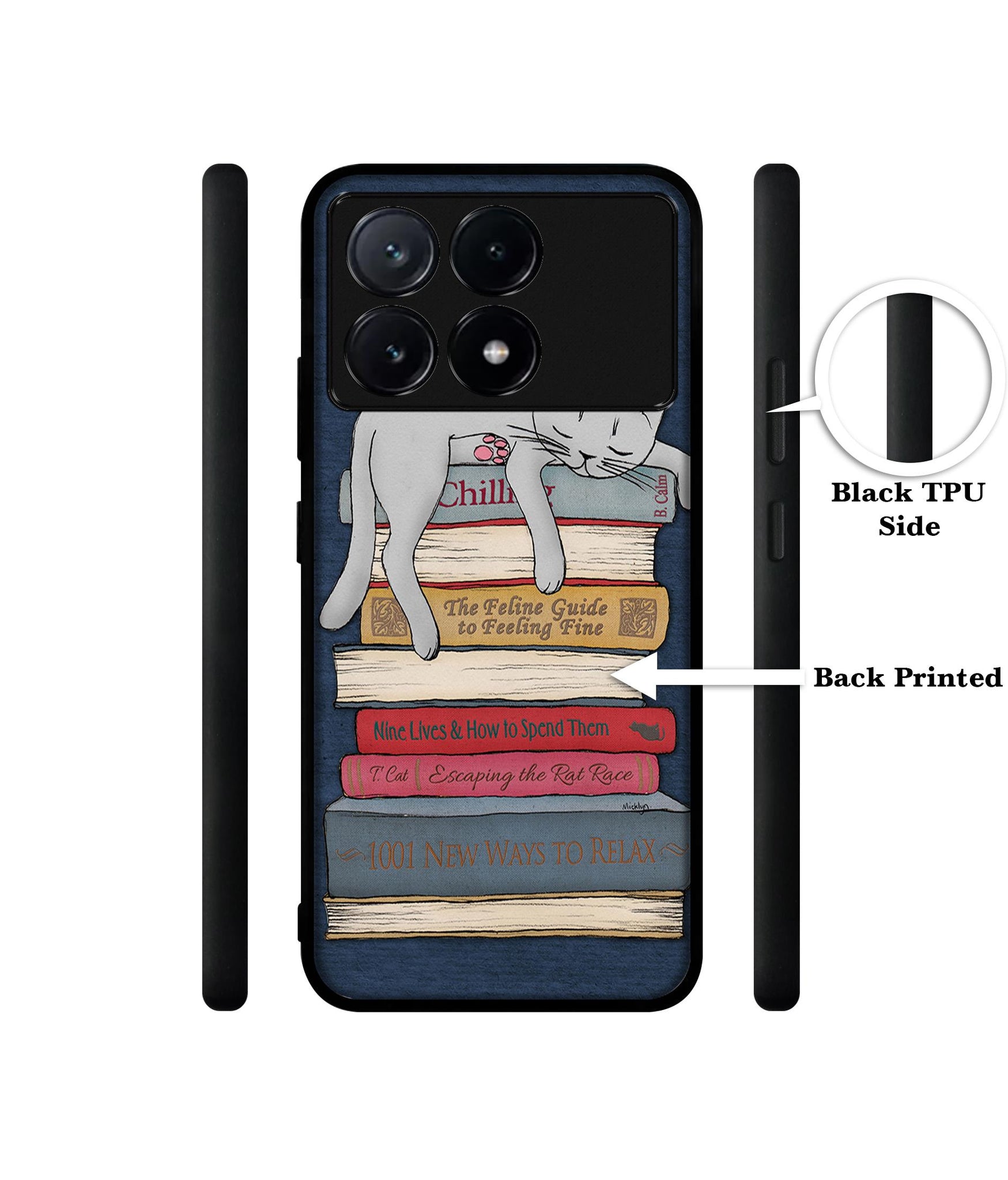 Cat Sleeping On The Books Design Designer 2D Printed Back Case Cover for Poco X6 Pro 5G / Mi Redmi K70E 5G