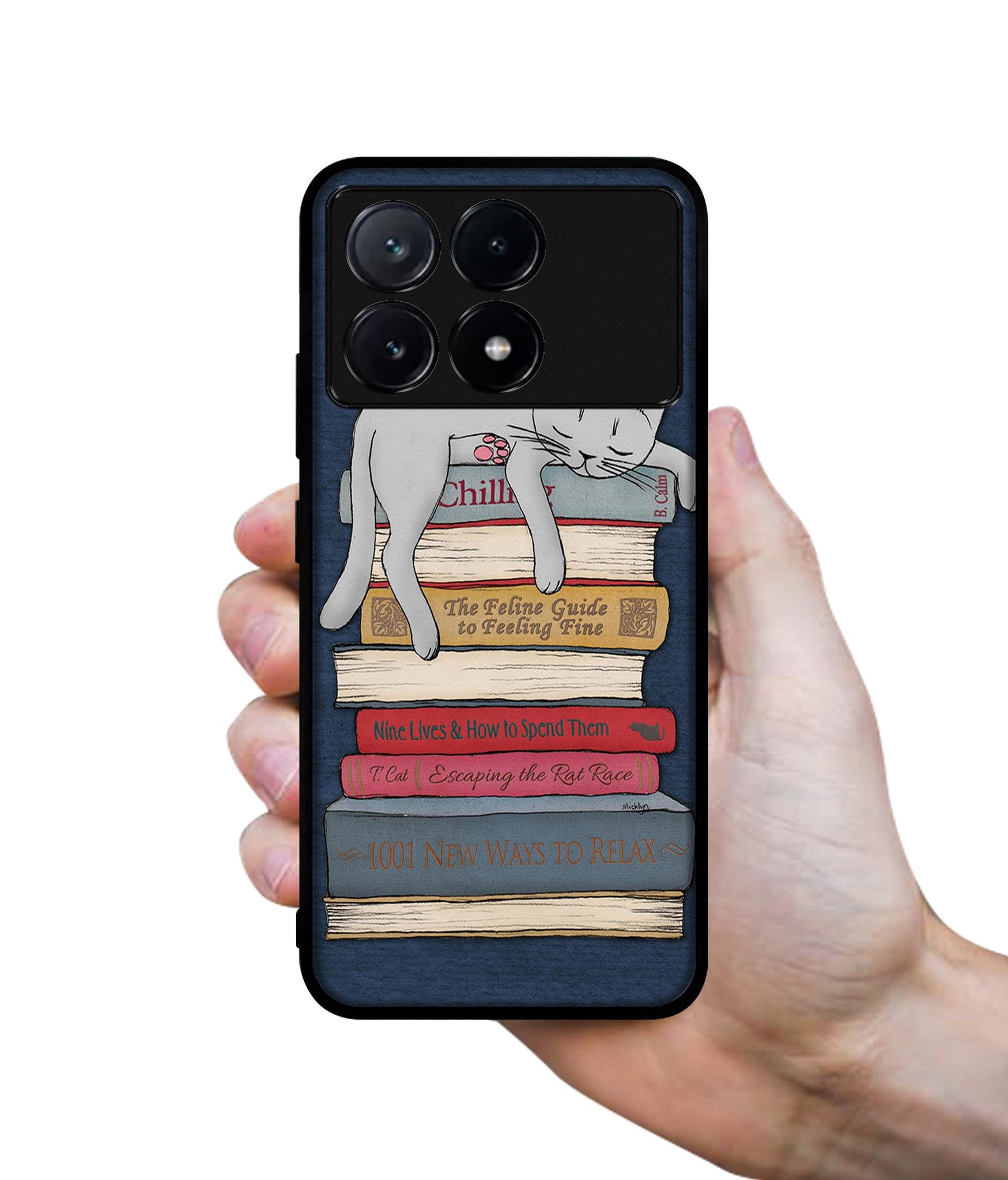 Cat Sleeping On The Books Design Designer 2D Printed Back Case Cover for Poco X6 Pro 5G / Mi Redmi K70E 5G