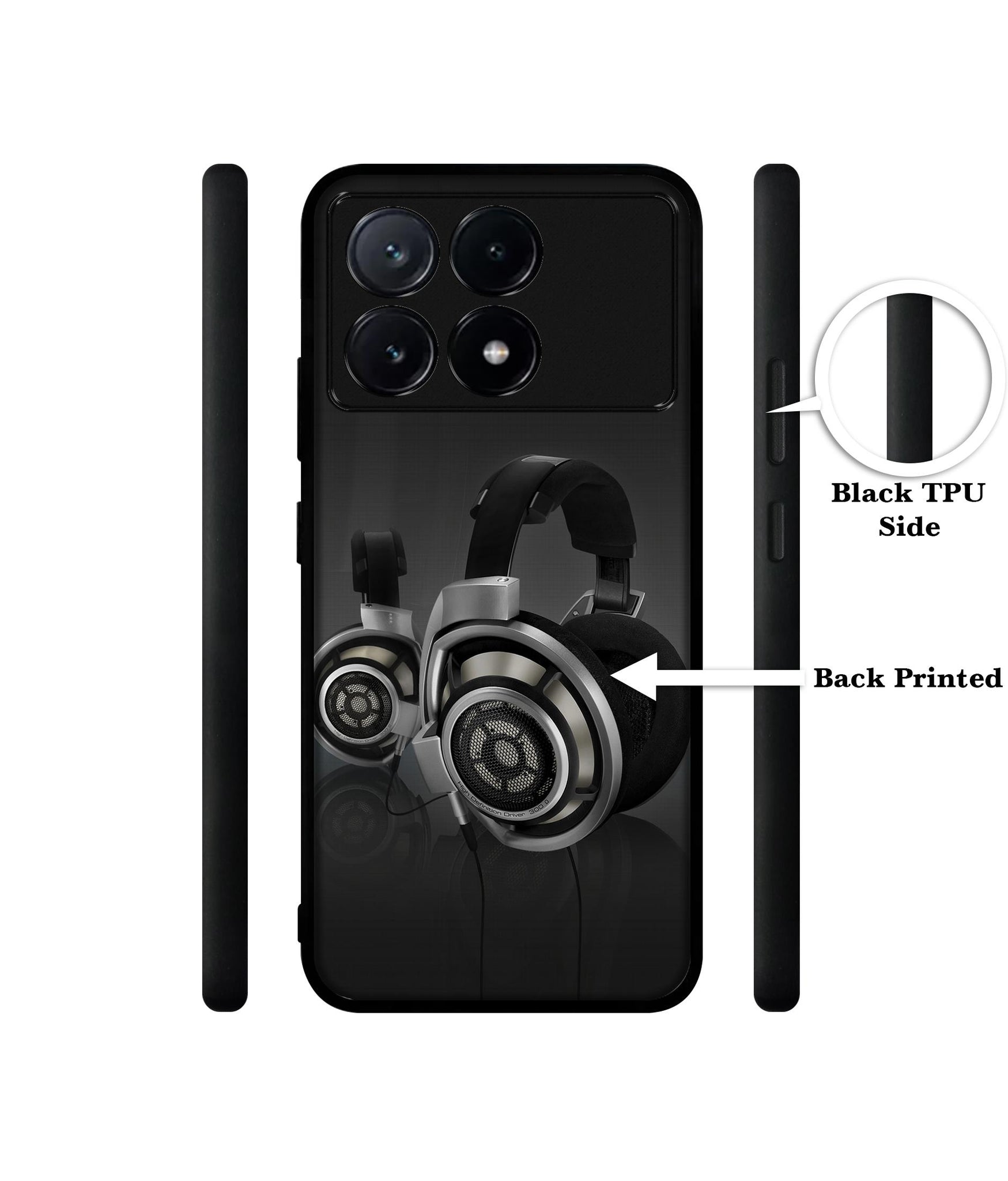 Head Phone Design Designer 2D Printed Back Case Cover for Poco X6 Pro 5G / Mi Redmi K70E 5G
