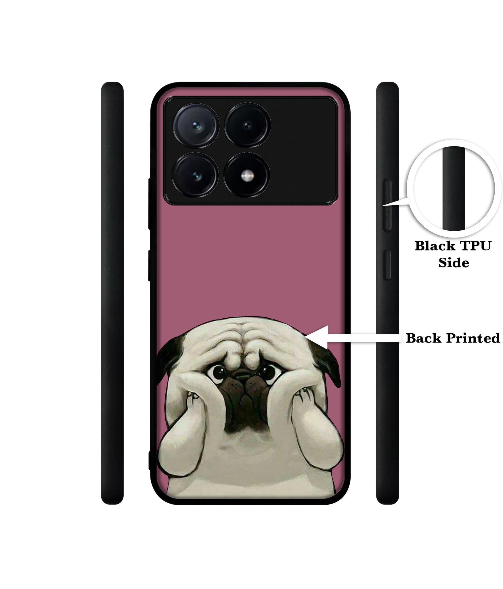 Cute Pug Holding Big Cheeks Design Designer 2D Printed Back Case Cover for Poco X6 Pro 5G / Mi Redmi K70E 5G