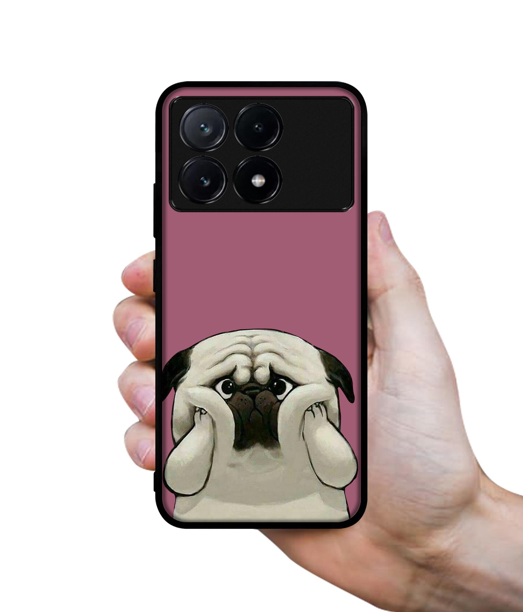 Cute Pug Holding Big Cheeks Design Designer 2D Printed Back Case Cover for Poco X6 Pro 5G / Mi Redmi K70E 5G