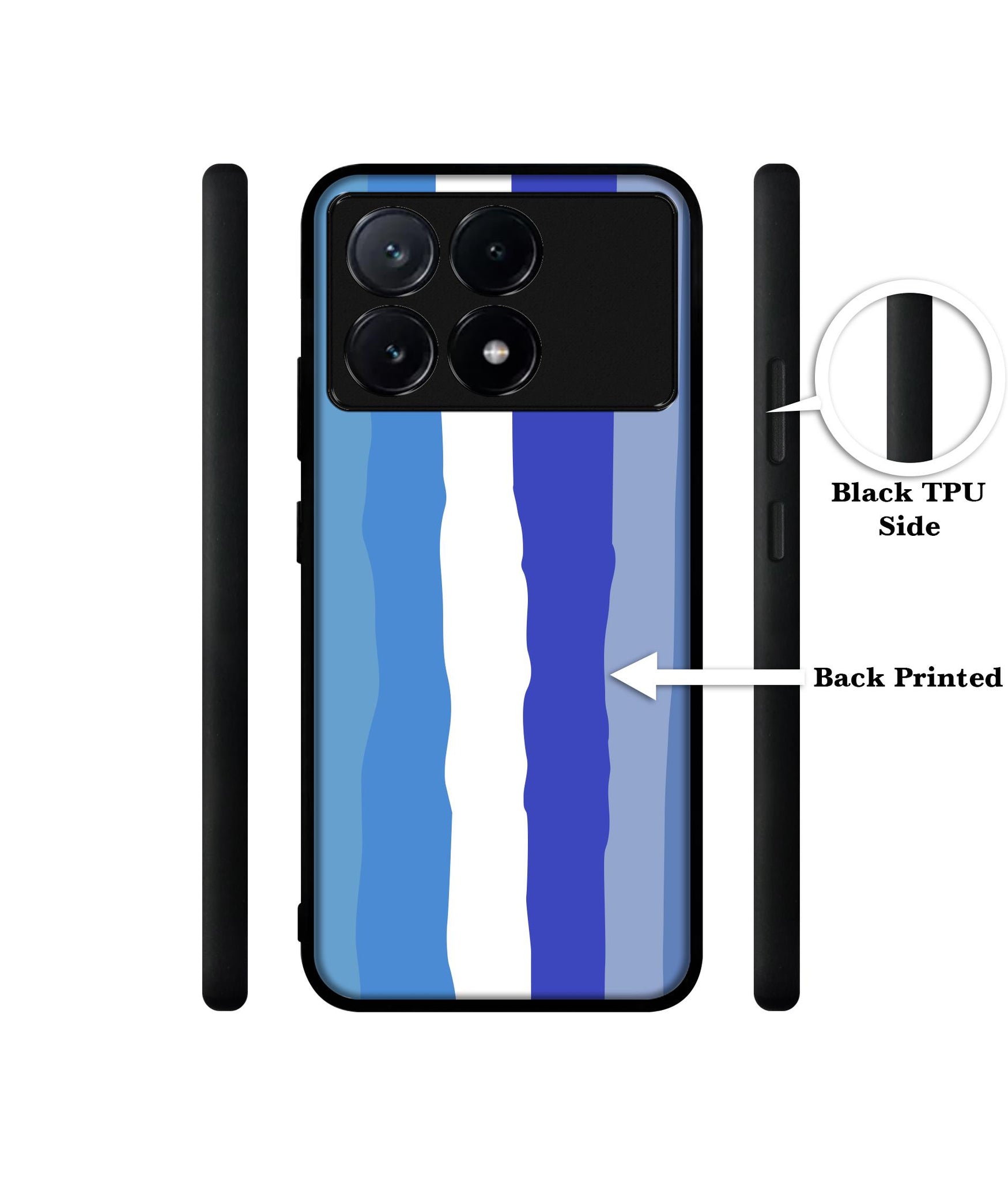 Blue Stripes Rainbow Design Designer 2D Printed Back Case Cover for Poco X6 Pro 5G / Mi Redmi K70E 5G