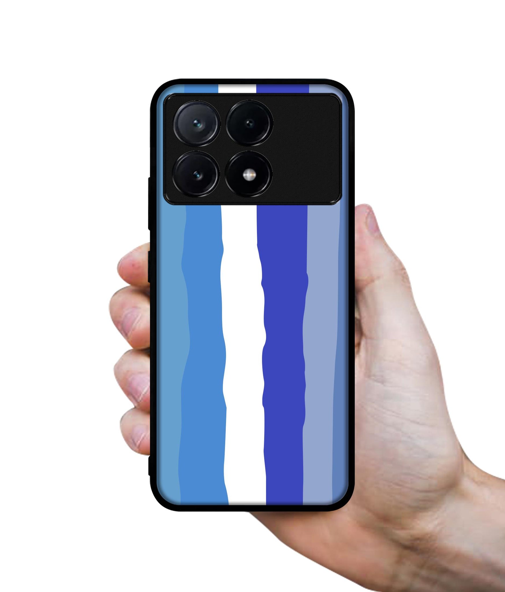 Blue Stripes Rainbow Design Designer 2D Printed Back Case Cover for Poco X6 Pro 5G / Mi Redmi K70E 5G