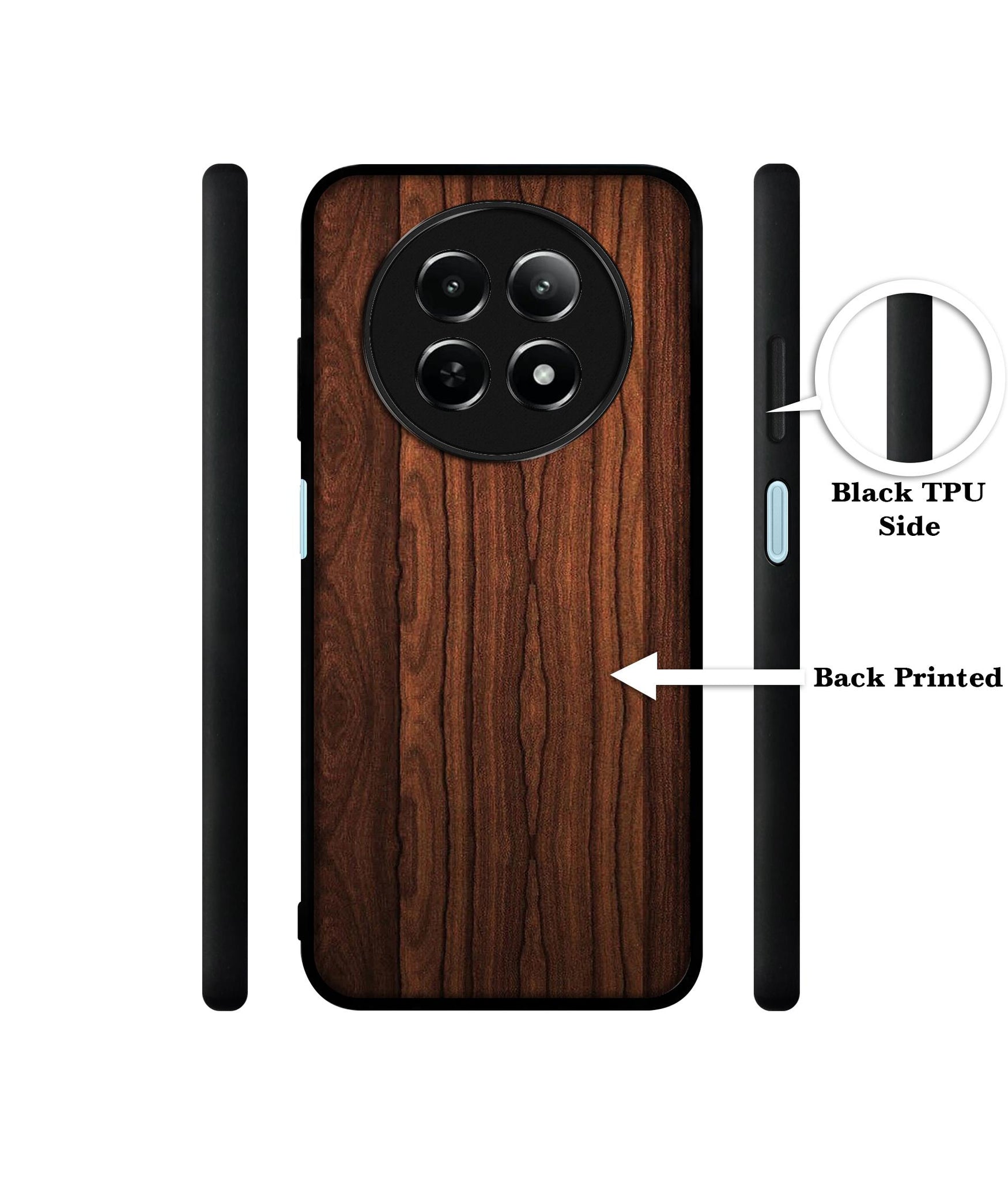 Brown Wooden Texture Design Designer 2D Printed Back Case Cover for Realme 12 5G / 13 5G / 12x 5G / C65 5G / Narzo 70x 5G / N65 5G