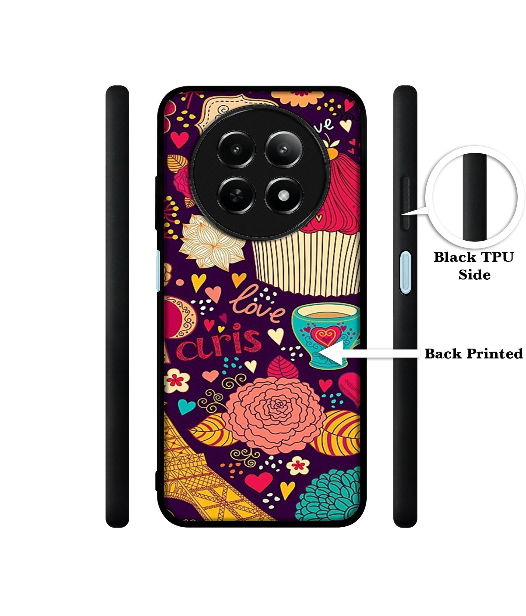 Paris Flower Love Design Designer 2D Printed Back Case Cover for Realme 12 5G / 13 5G / 12x 5G / C65 5G / Narzo 70x 5G / N65 5G