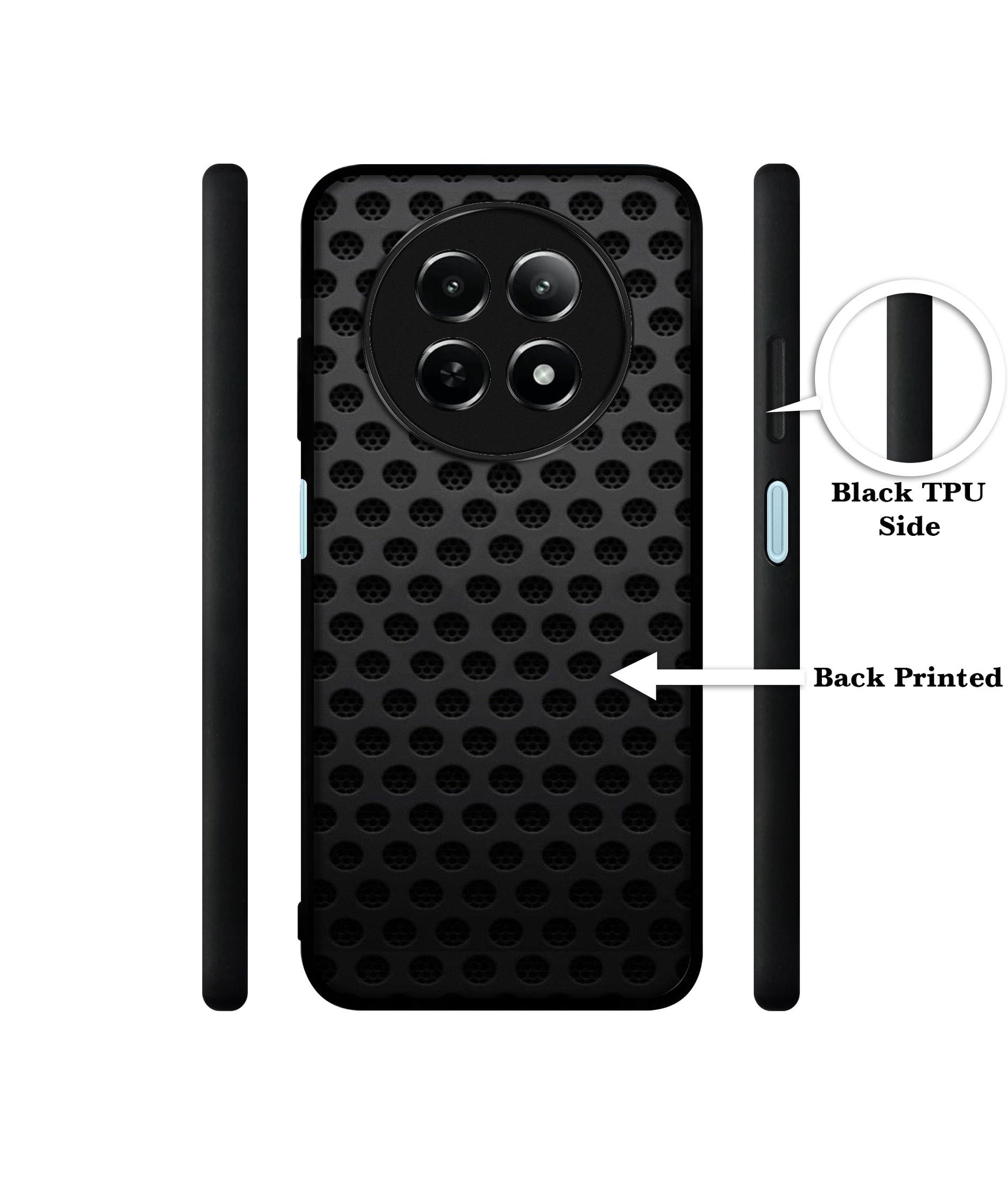 Black Circle Design Designer 2D Printed Back Case Cover for Realme 12 5G / 13 5G / 12x 5G / C65 5G / Narzo 70x 5G / N65 5G