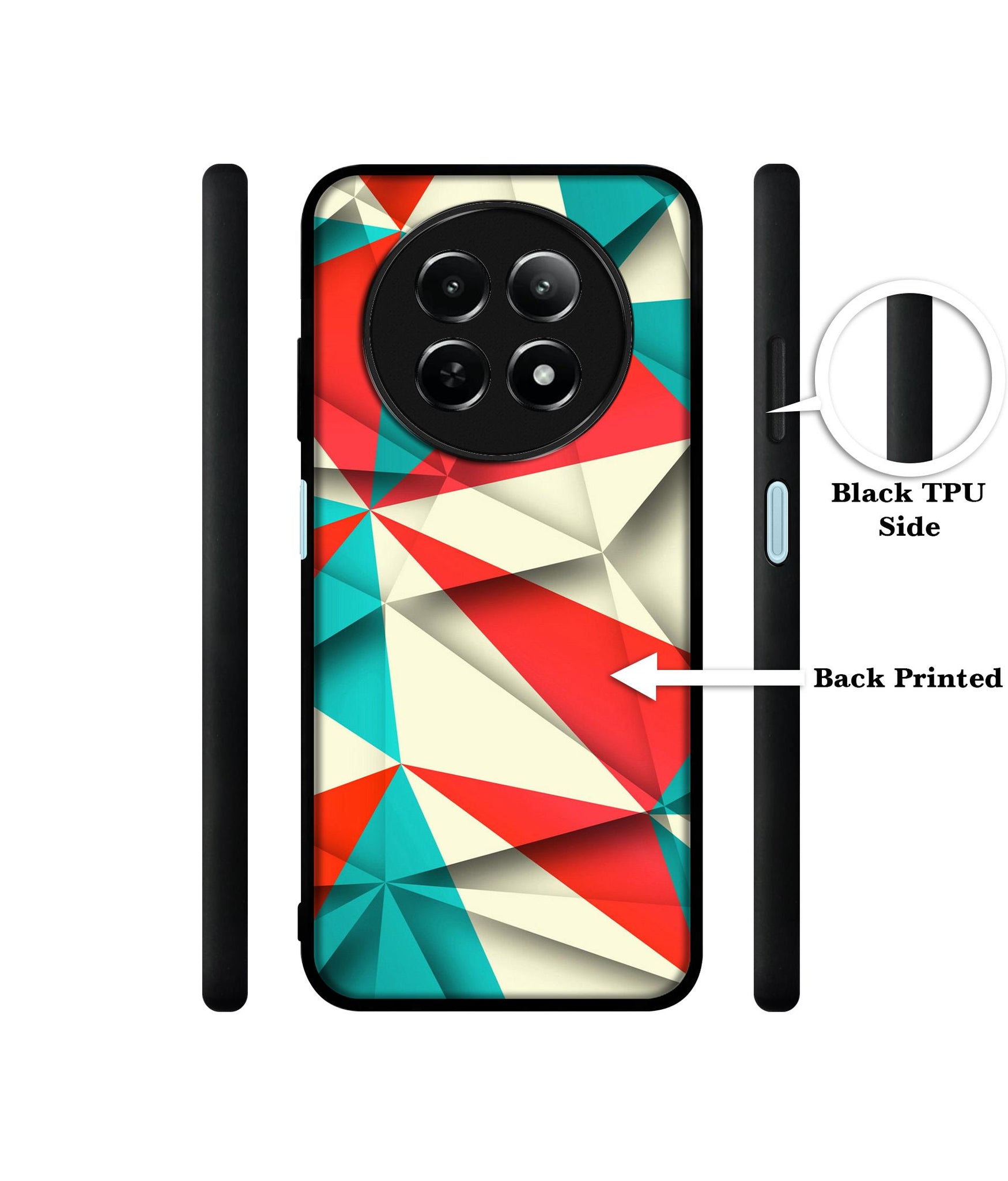 Red Blue White Pattern Design Designer 2D Printed Back Case Cover for Realme 12 5G / 13 5G / 12x 5G / C65 5G / Narzo 70x 5G / N65 5G