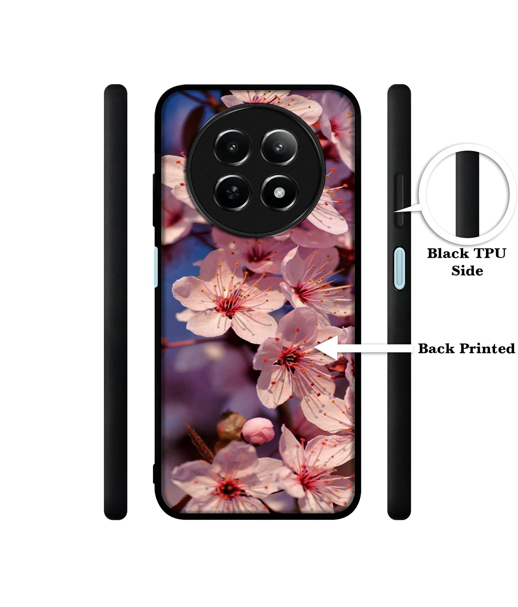 Pink Flowers Pattern Design Designer 2D Printed Back Case Cover for Realme 12 5G / 13 5G / 12x 5G / C65 5G / Narzo 70x 5G / N65 5G