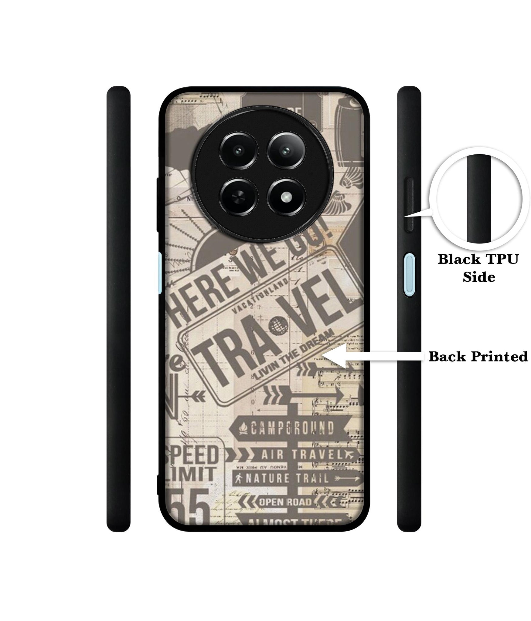 Travel Design Designer 2D Printed Back Case Cover for Realme 12 5G / 13 5G / 12x 5G / C65 5G / Narzo 70x 5G / N65 5G