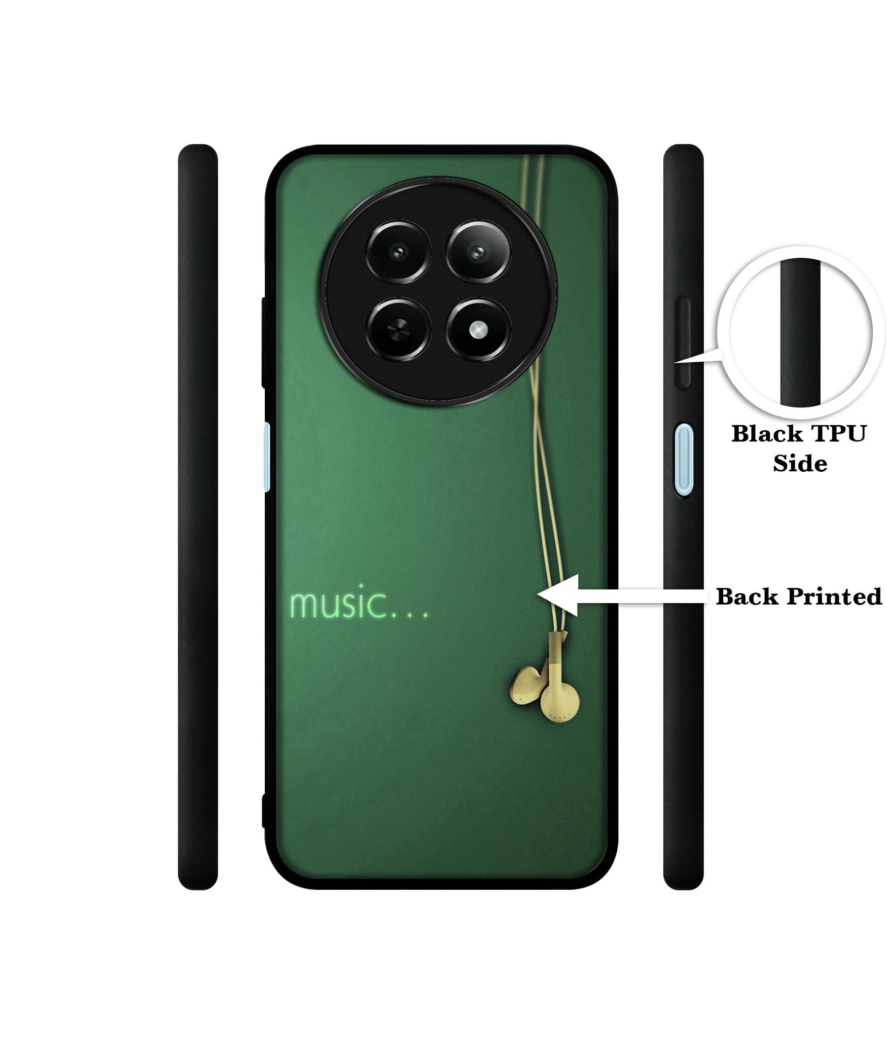 Headphone Music Design Designer 2D Printed Back Case Cover for Realme 12 5G / 13 5G / 12x 5G / C65 5G / Narzo 70x 5G / N65 5G