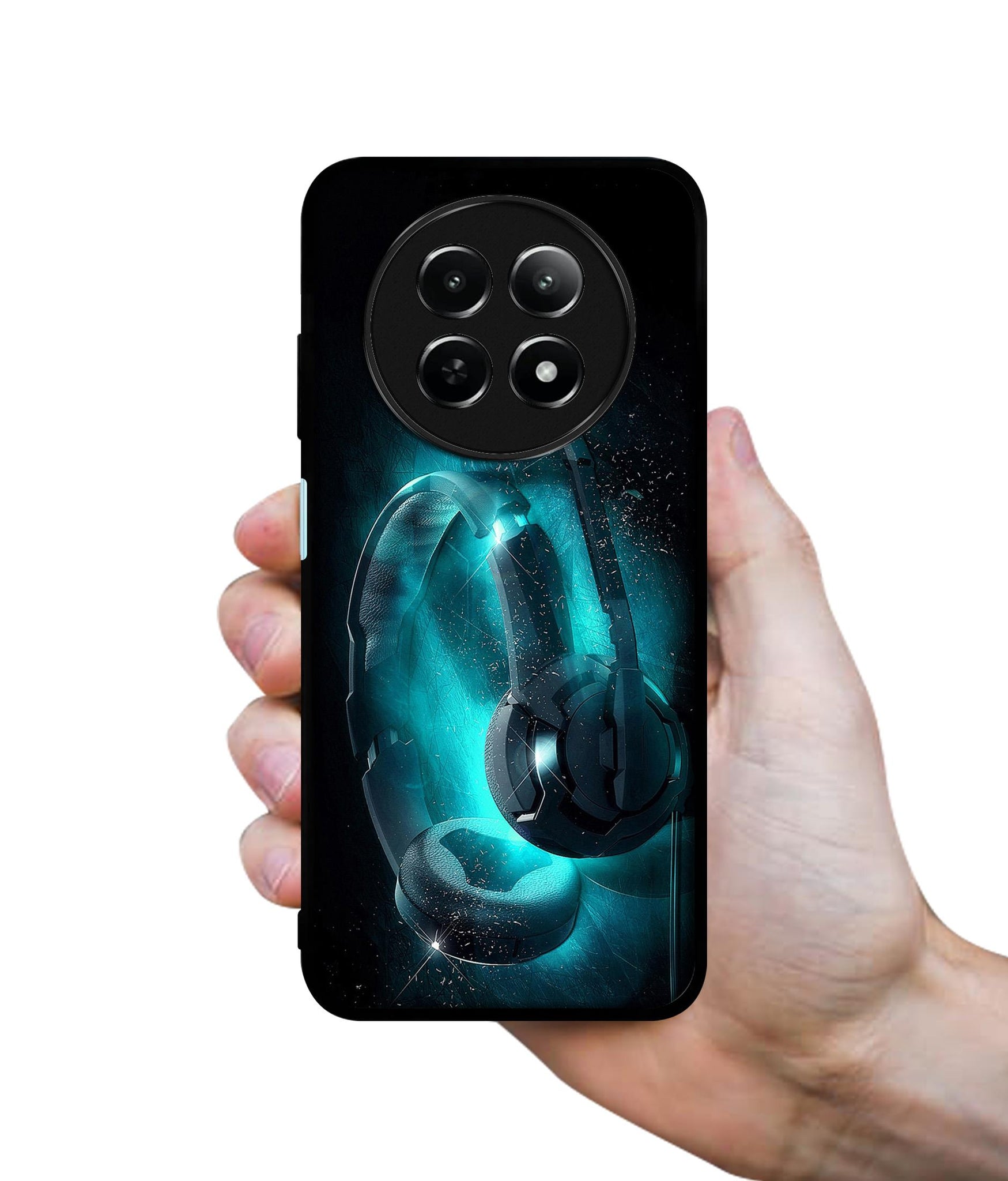 Cool Headphone Design Designer 2D Printed Back Case Cover for Realme 12 5G / 13 5G / 12x 5G / C65 5G / Narzo 70x 5G / N65 5G