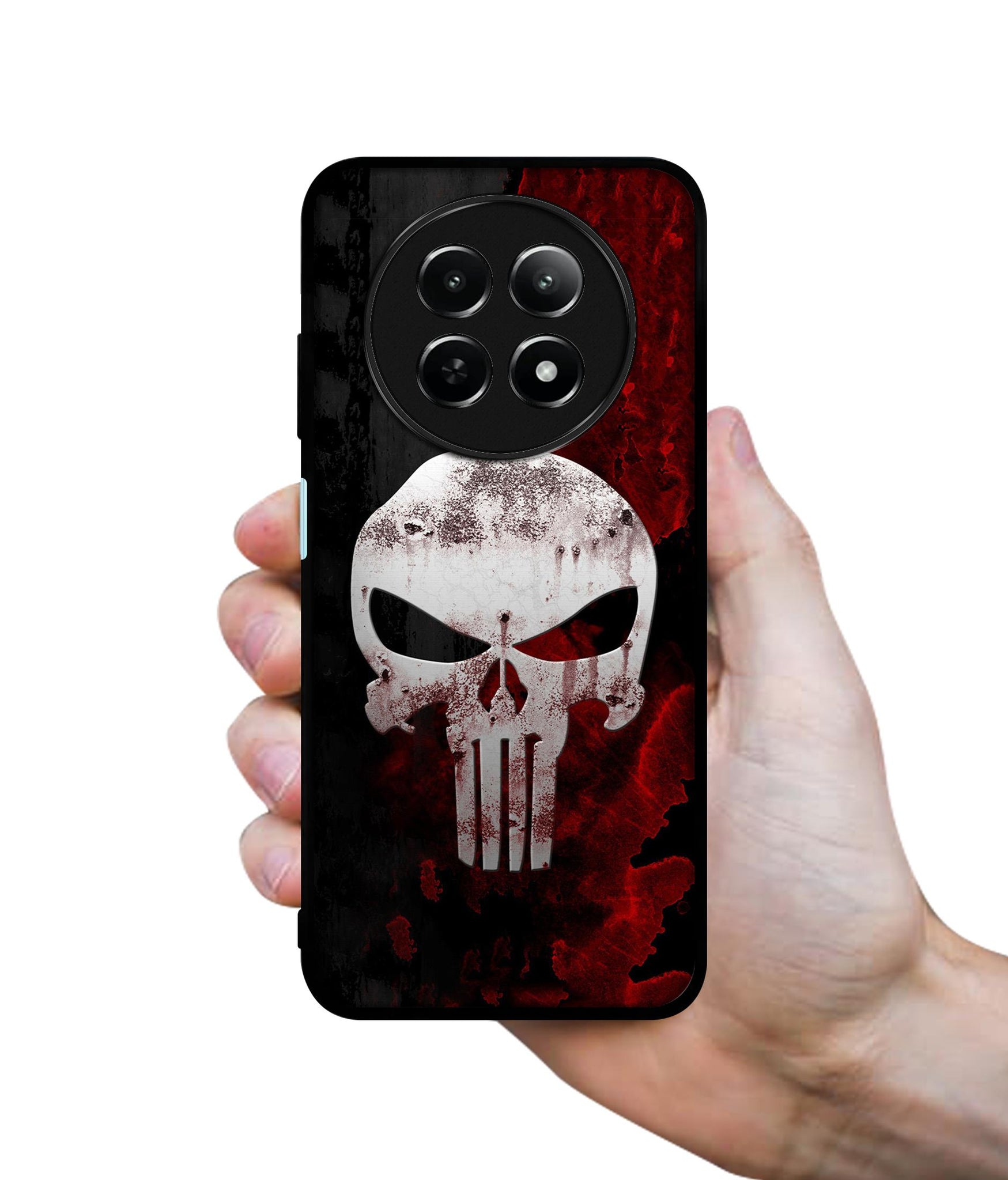 Punisher Skull Design Designer 2D Printed Back Case Cover for Realme 12 5G / 13 5G / 12x 5G / C65 5G / Narzo 70x 5G / N65 5G