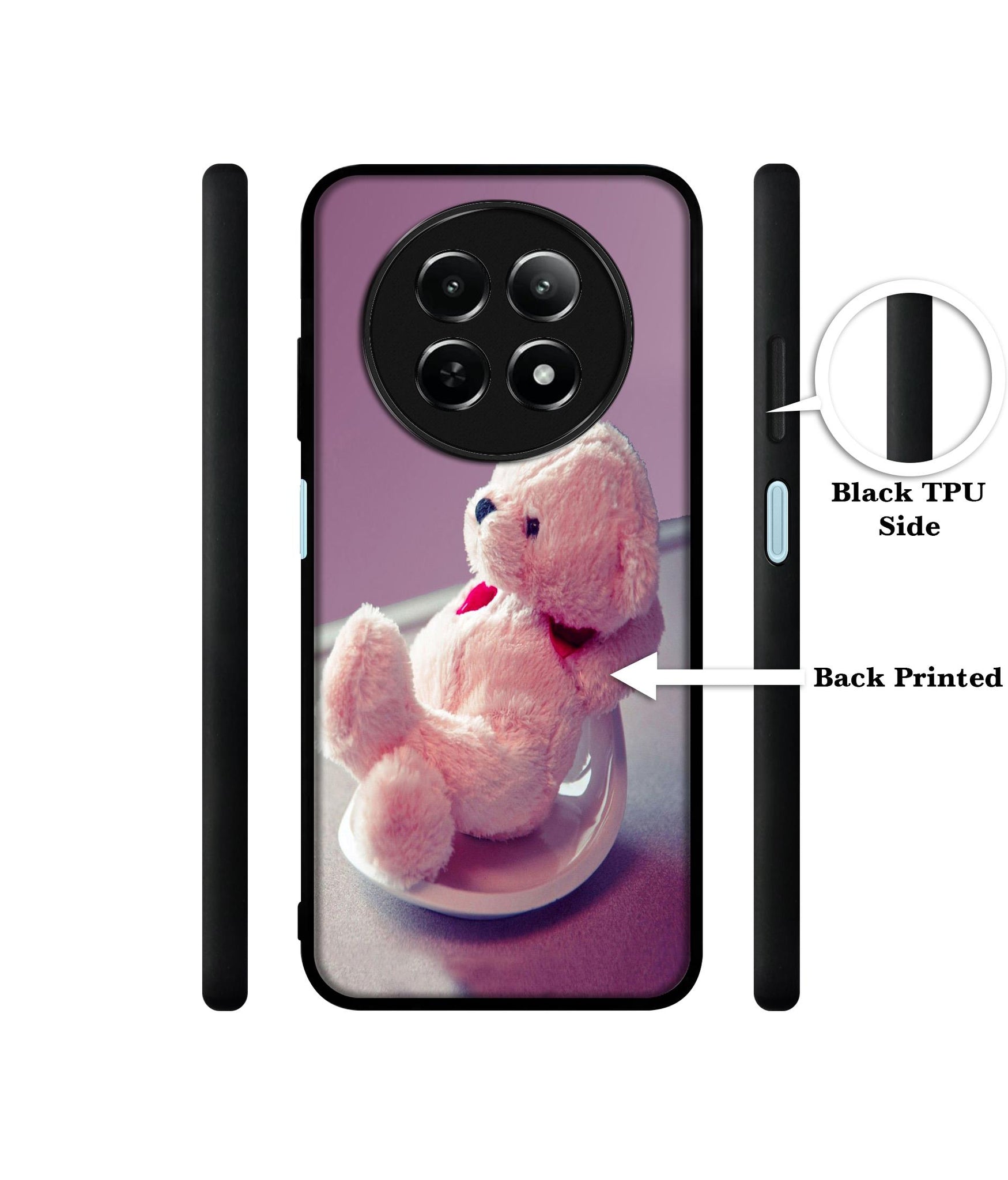 Cute Teddy Bear Design Designer 2D Printed Back Case Cover for Realme 12 5G / 13 5G / 12x 5G / C65 5G / Narzo 70x 5G / N65 5G