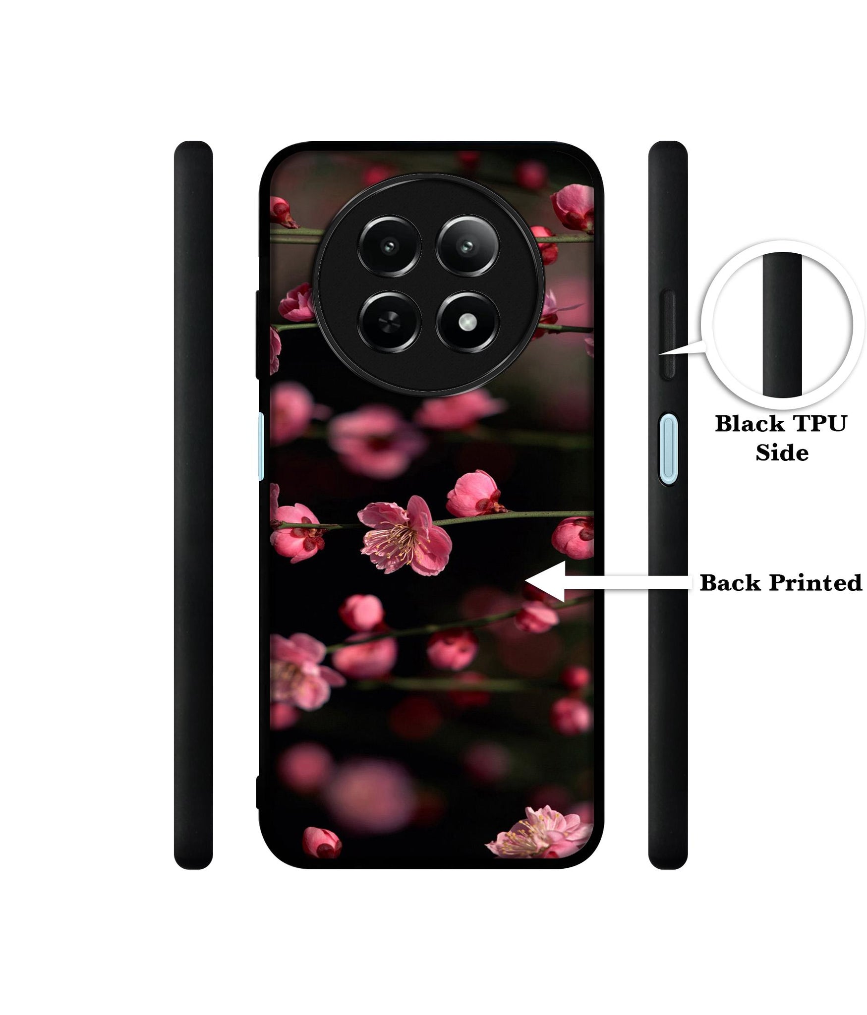 Pink Flowers Design Designer 2D Printed Back Case Cover for Realme 12 5G / 13 5G / 12x 5G / C65 5G / Narzo 70x 5G / N65 5G