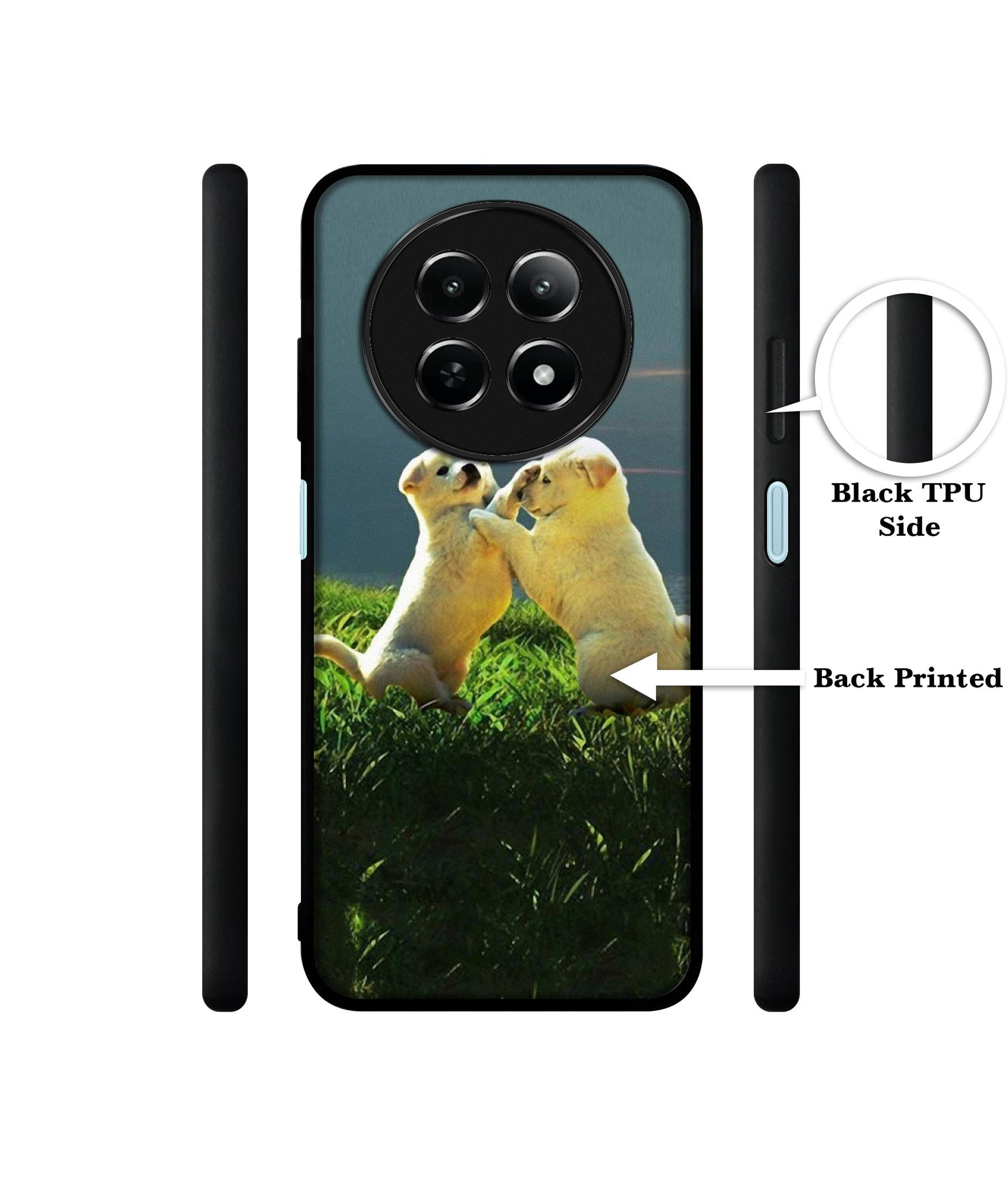 Puppy Couple Sunset Design Designer 2D Printed Back Case Cover for Realme 12 5G / 13 5G / 12x 5G / C65 5G / Narzo 70x 5G / N65 5G