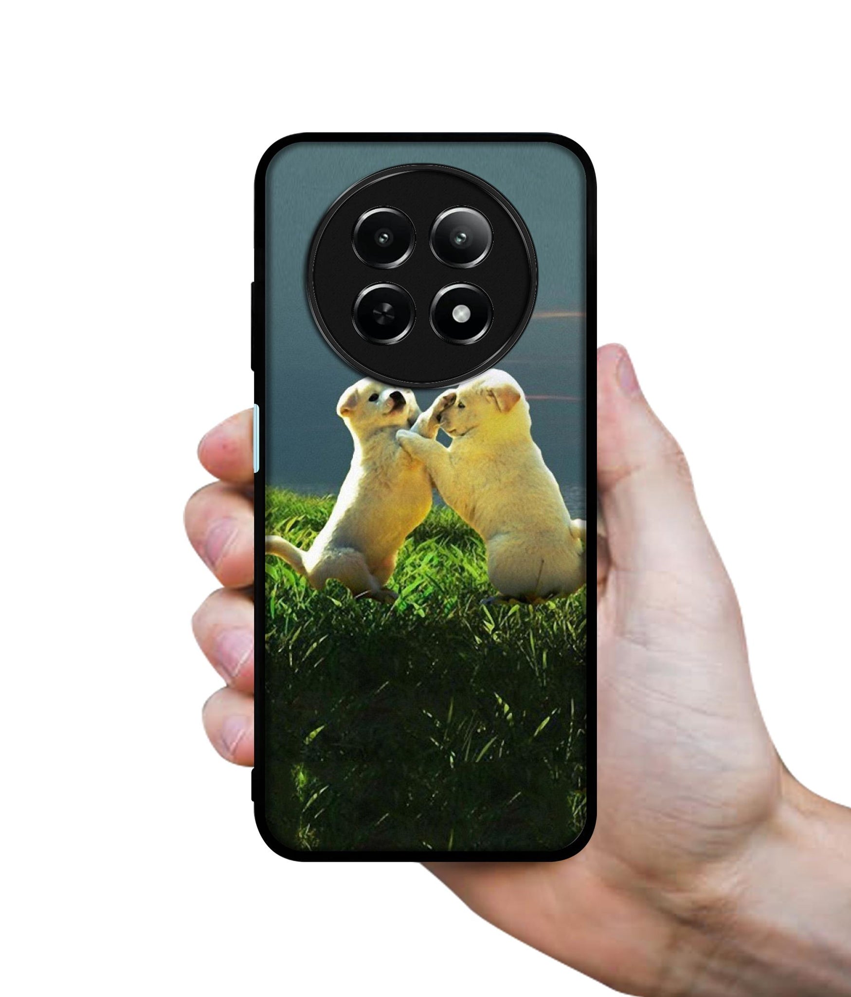 Puppy Couple Sunset Design Designer 2D Printed Back Case Cover for Realme 12 5G / 13 5G / 12x 5G / C65 5G / Narzo 70x 5G / N65 5G