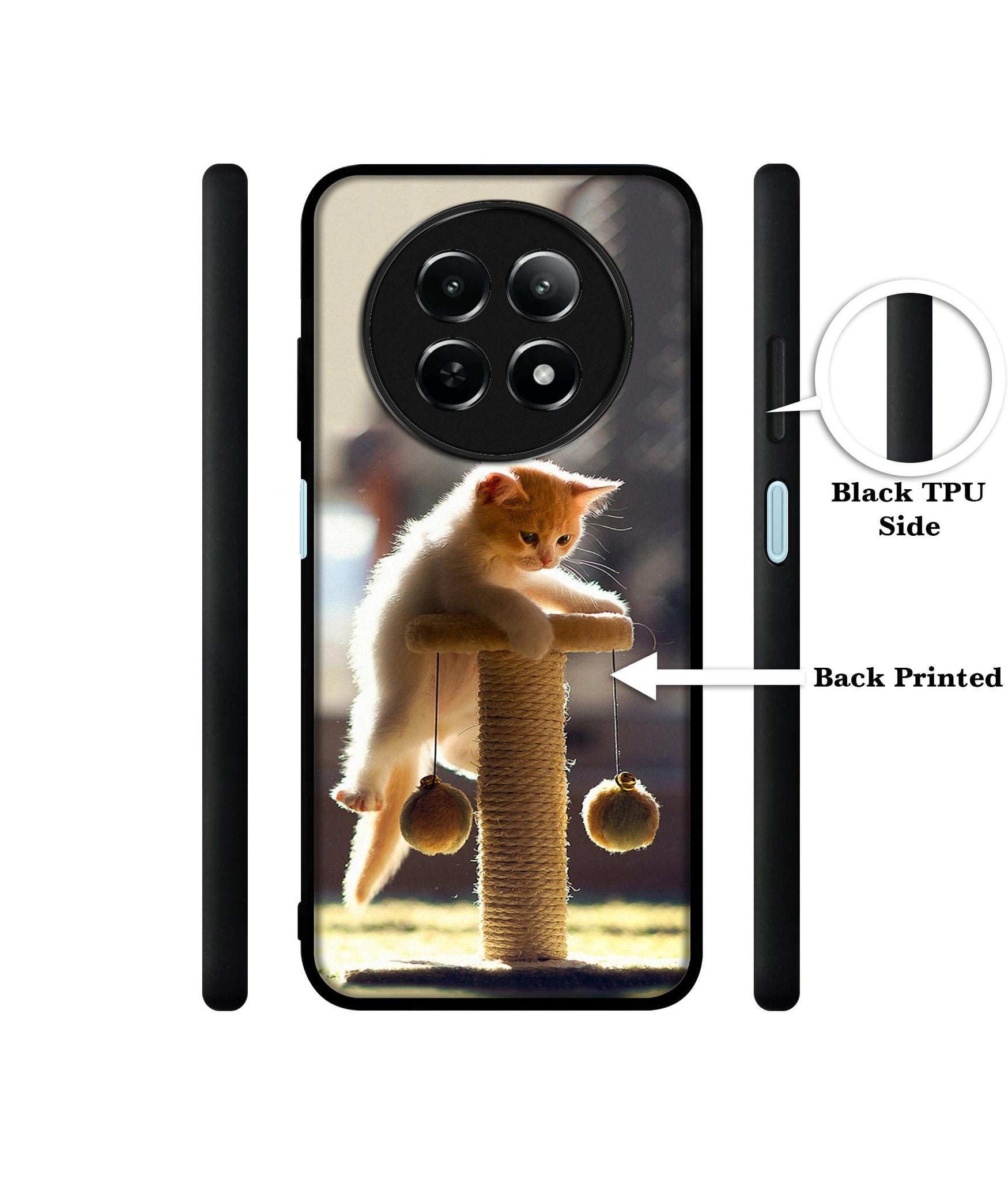 Cat Climbing Design Designer 2D Printed Back Case Cover for Realme 12 5G / 13 5G / 12x 5G / C65 5G / Narzo 70x 5G / N65 5G