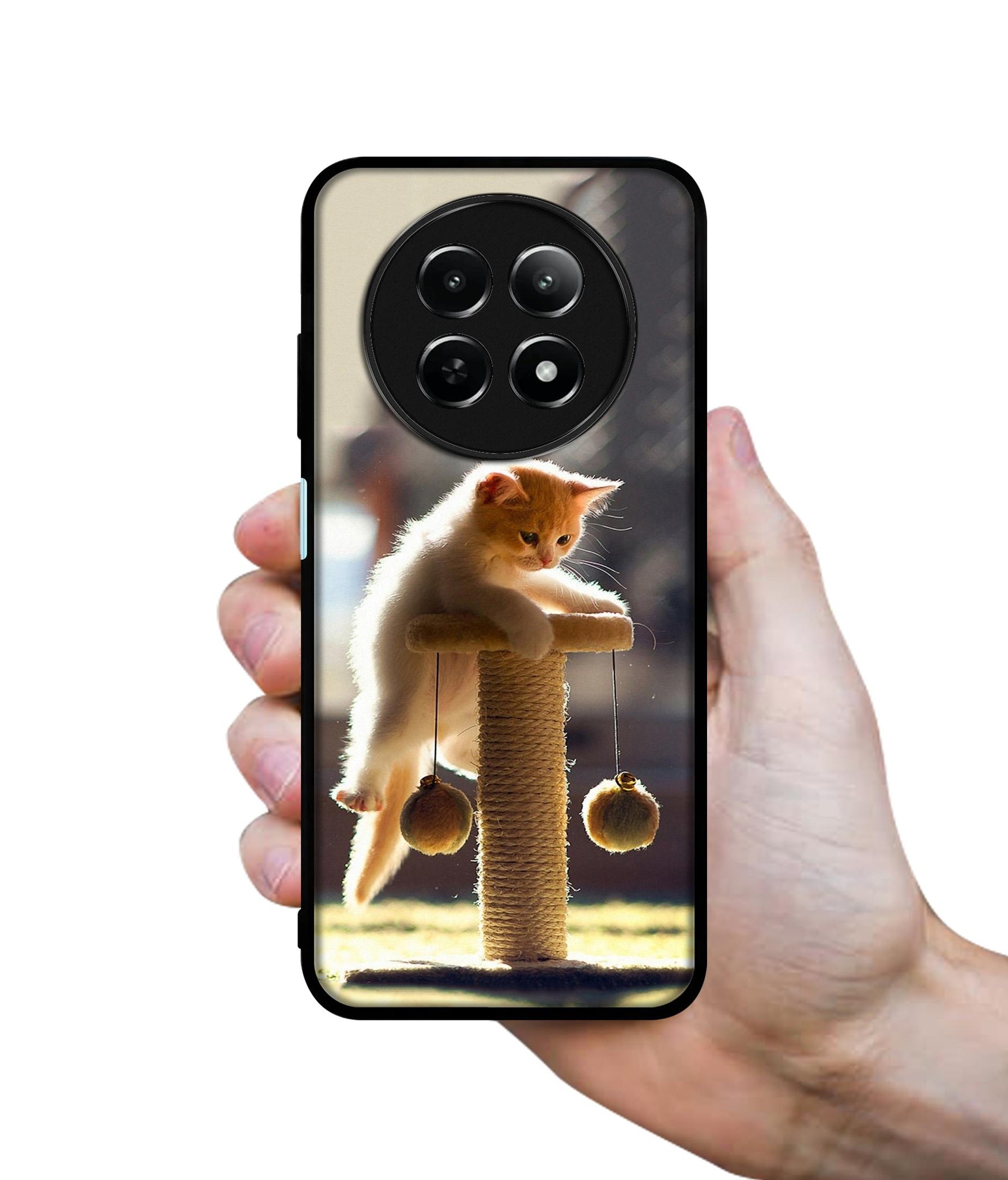 Cat Climbing Design Designer 2D Printed Back Case Cover for Realme 12 5G / 13 5G / 12x 5G / C65 5G / Narzo 70x 5G / N65 5G