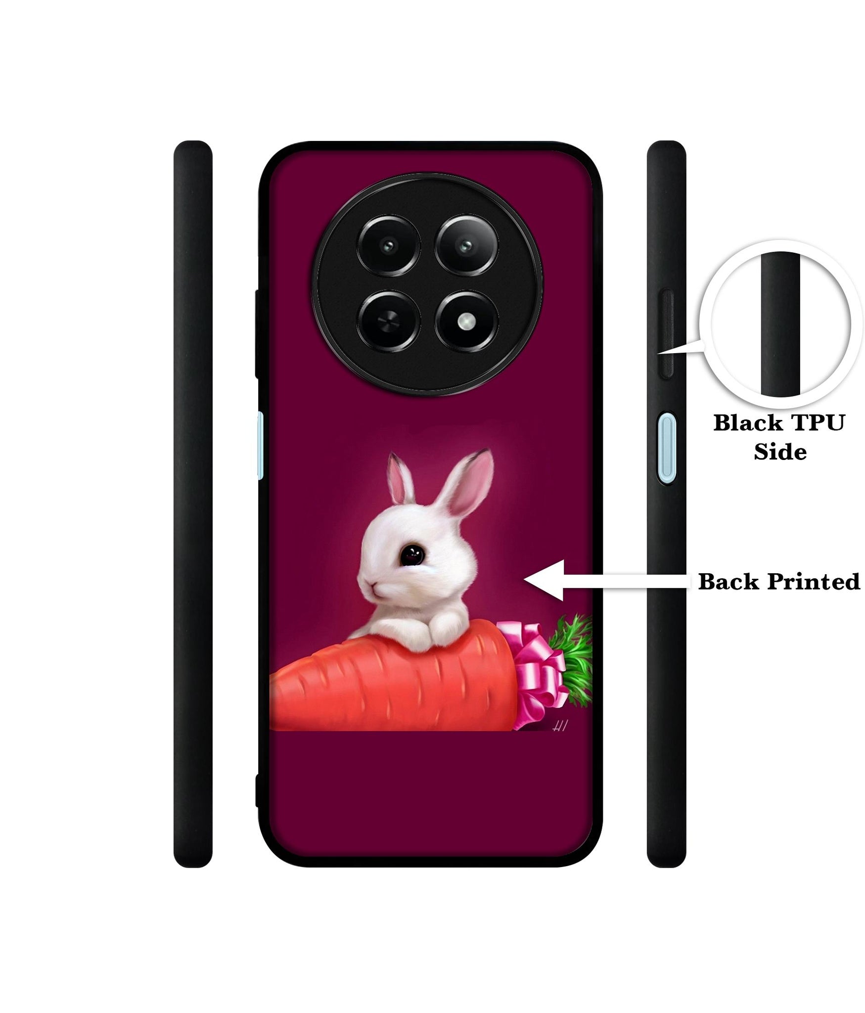 Bunny With Carrot Design Designer 2D Printed Back Case Cover for Realme 12 5G / 13 5G / 12x 5G / C65 5G / Narzo 70x 5G / N65 5G