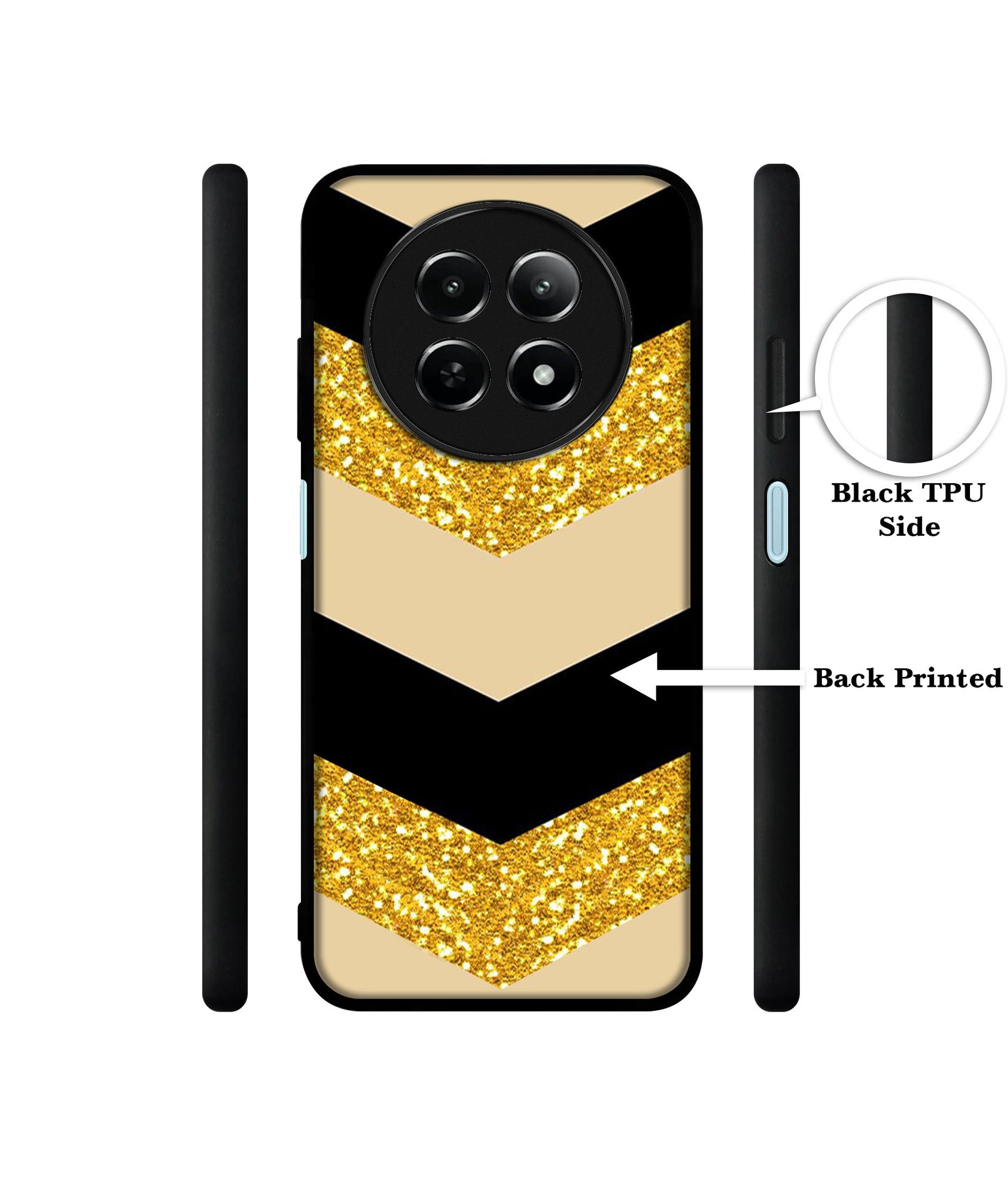 Black & Gold Design Designer 2D Printed Back Case Cover for Realme 12 5G / 13 5G / 12x 5G / C65 5G / Narzo 70x 5G / N65 5G