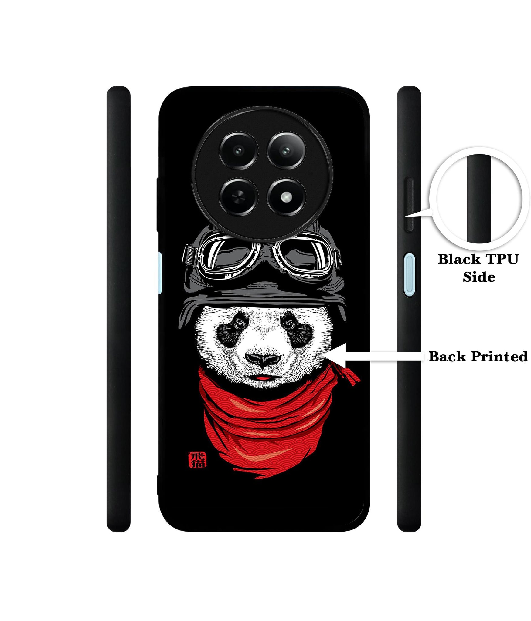 Biker Panda Design Designer 2D Printed Back Case Cover for Realme 12 5G / 13 5G / 12x 5G / C65 5G / Narzo 70x 5G / N65 5G