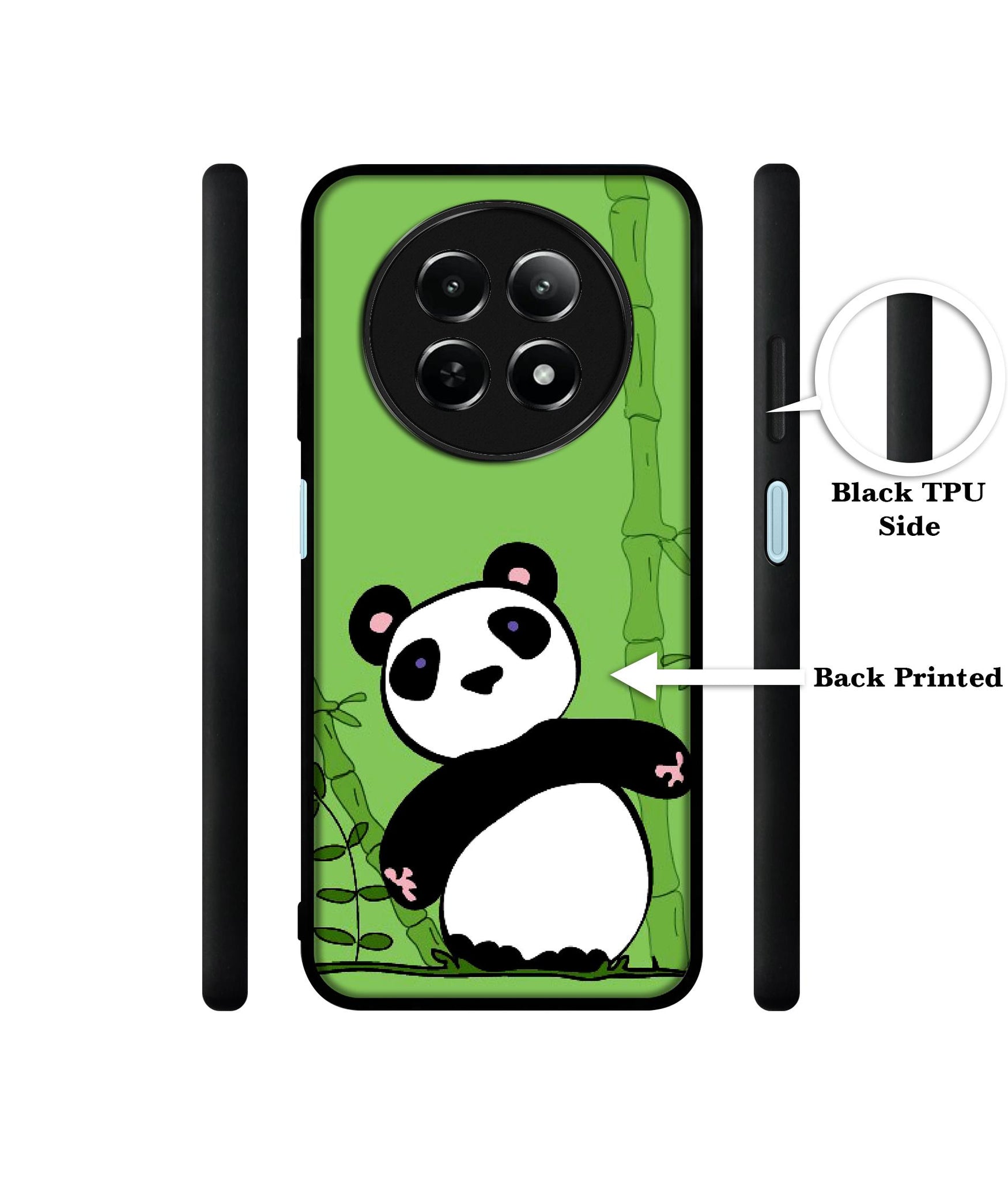 Panda with Bamboo Design Designer 2D Printed Back Case Cover for Realme 12 5G / 13 5G / 12x 5G / C65 5G / Narzo 70x 5G / N65 5G