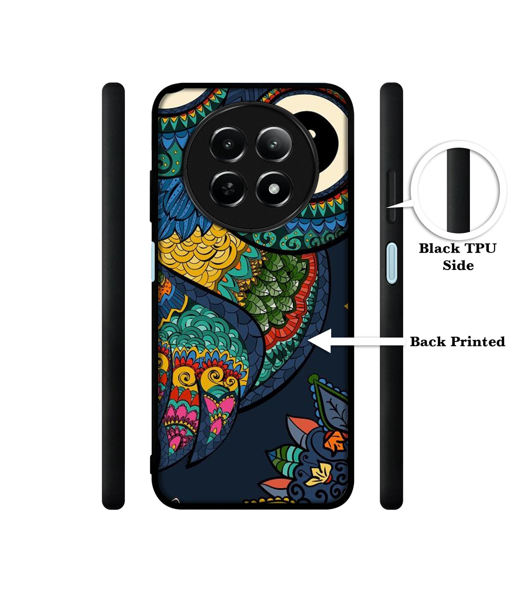 Owl Illustration Design Designer 2D Printed Back Case Cover for Realme 12 5G / 13 5G / 12x 5G / C65 5G / Narzo 70x 5G / N65 5G