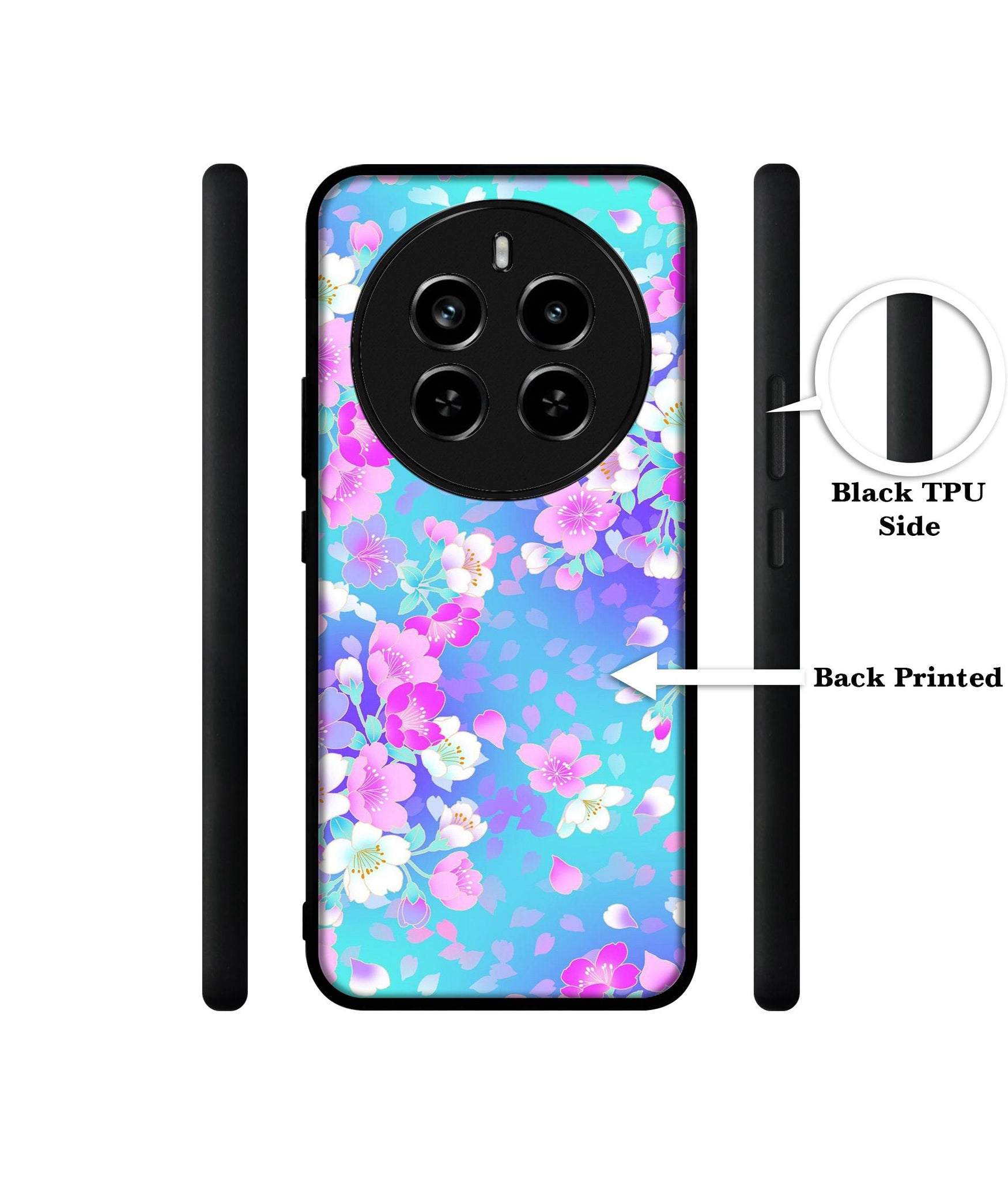 Floral Blue Pattern Design Designer 2D Printed Back Case Cover for Realme 12 Plus 5G / P1 5G / Narzo 70 5G / 70 Pro 5G