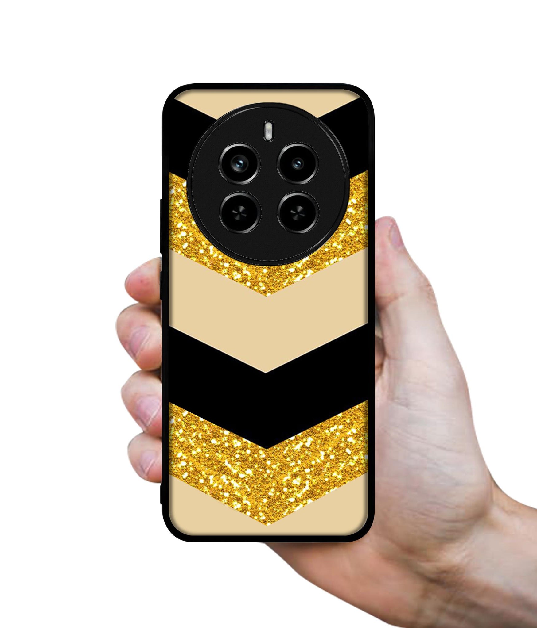 Black & Gold Design Designer 2D Printed Back Case Cover for Realme 12 Plus 5G / P1 5G / Narzo 70 5G / 70 Pro 5G