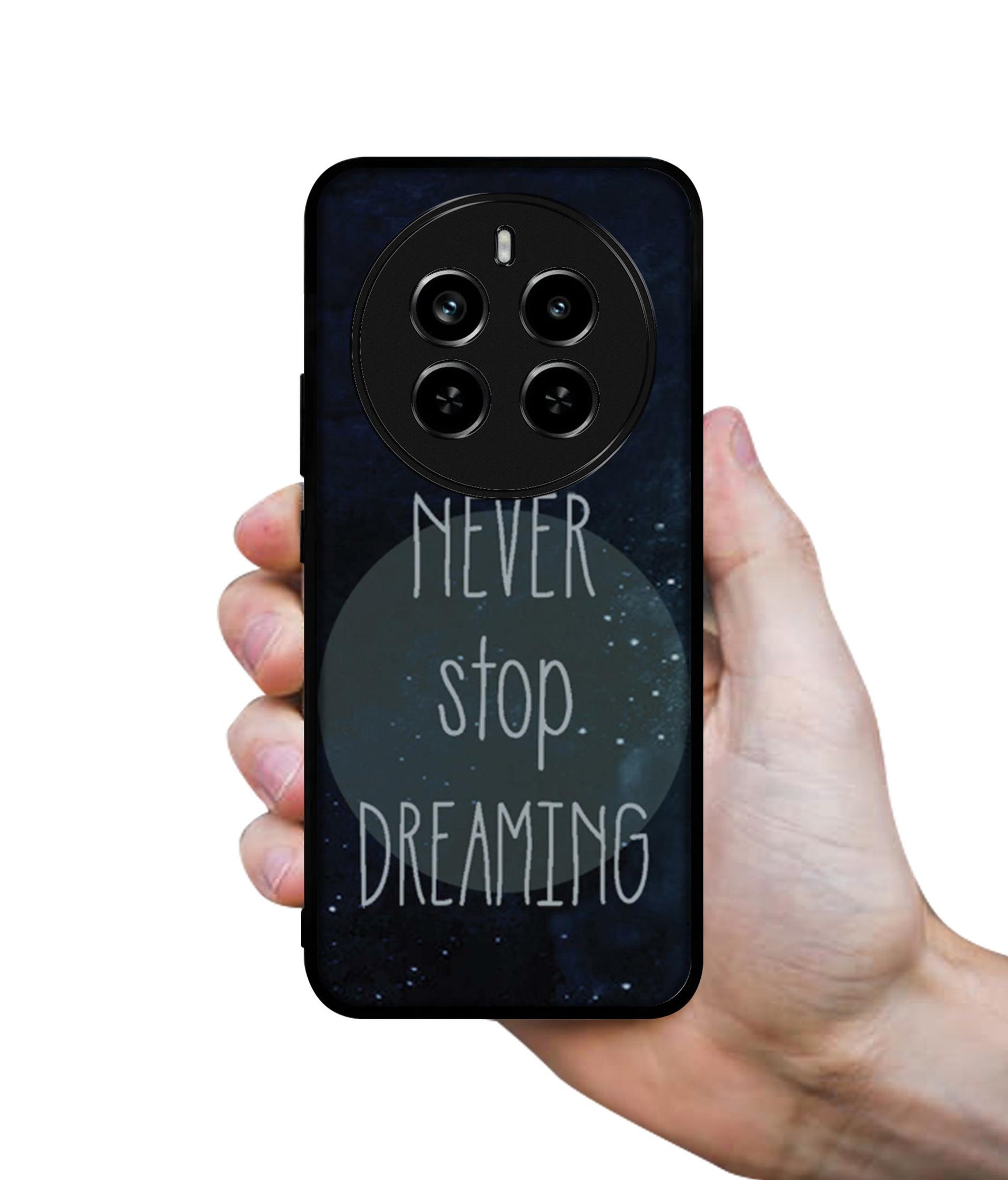 Never Stop Dreaming Design Designer 2D Printed Back Case Cover for Realme 12 Plus 5G / P1 5G / Narzo 70 5G / 70 Pro 5G