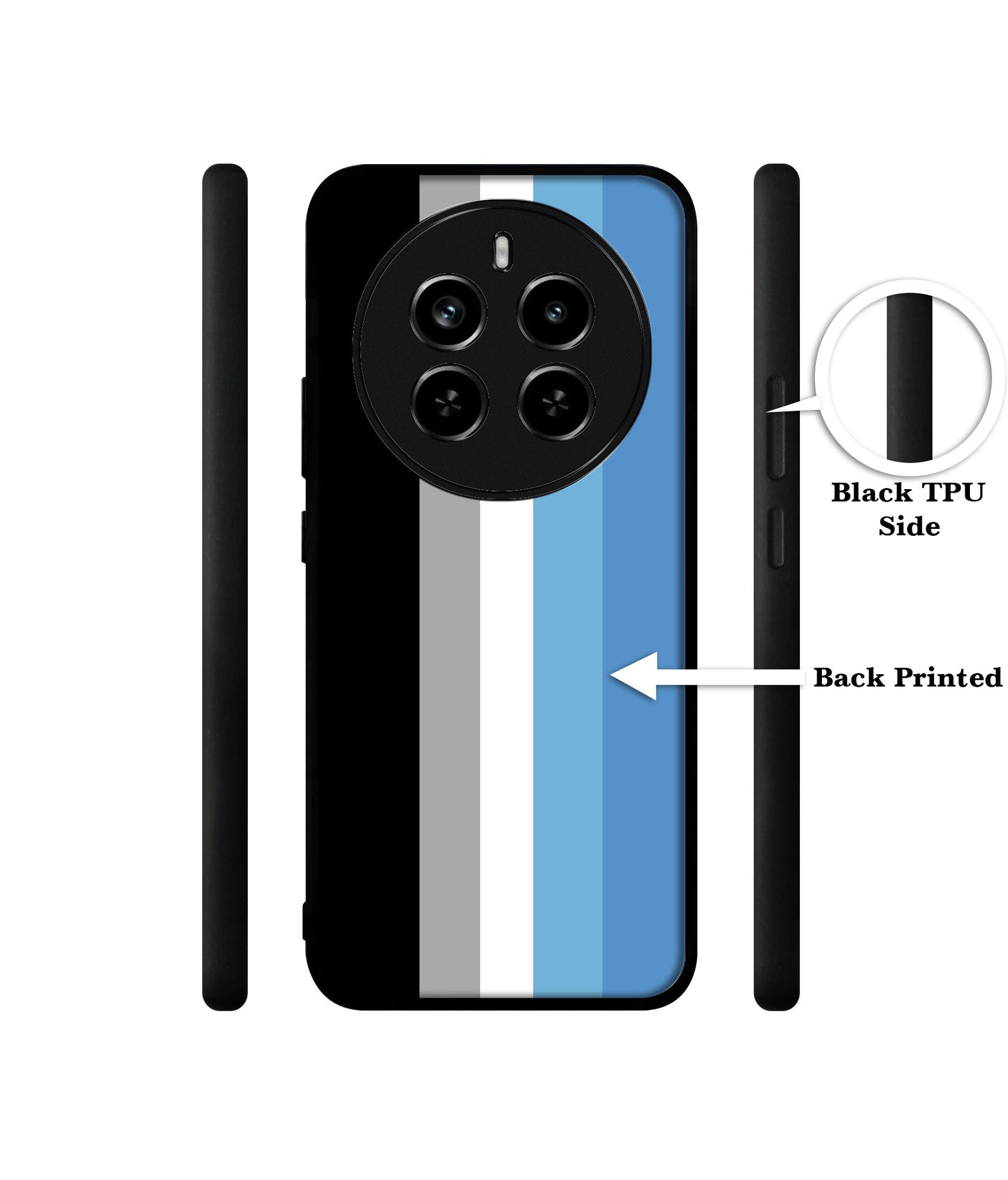 White and Blue Lines Design Designer 2D Printed Back Case Cover for Realme 12 Plus 5G / P1 5G / Narzo 70 5G / 70 Pro 5G