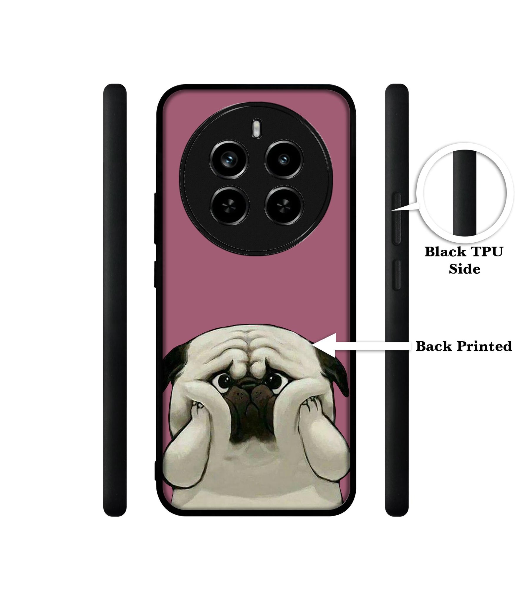 Cute Pug Holding Big Cheeks Design Designer 2D Printed Back Case Cover for Realme 12 Plus 5G / P1 5G / Narzo 70 5G / 70 Pro 5G