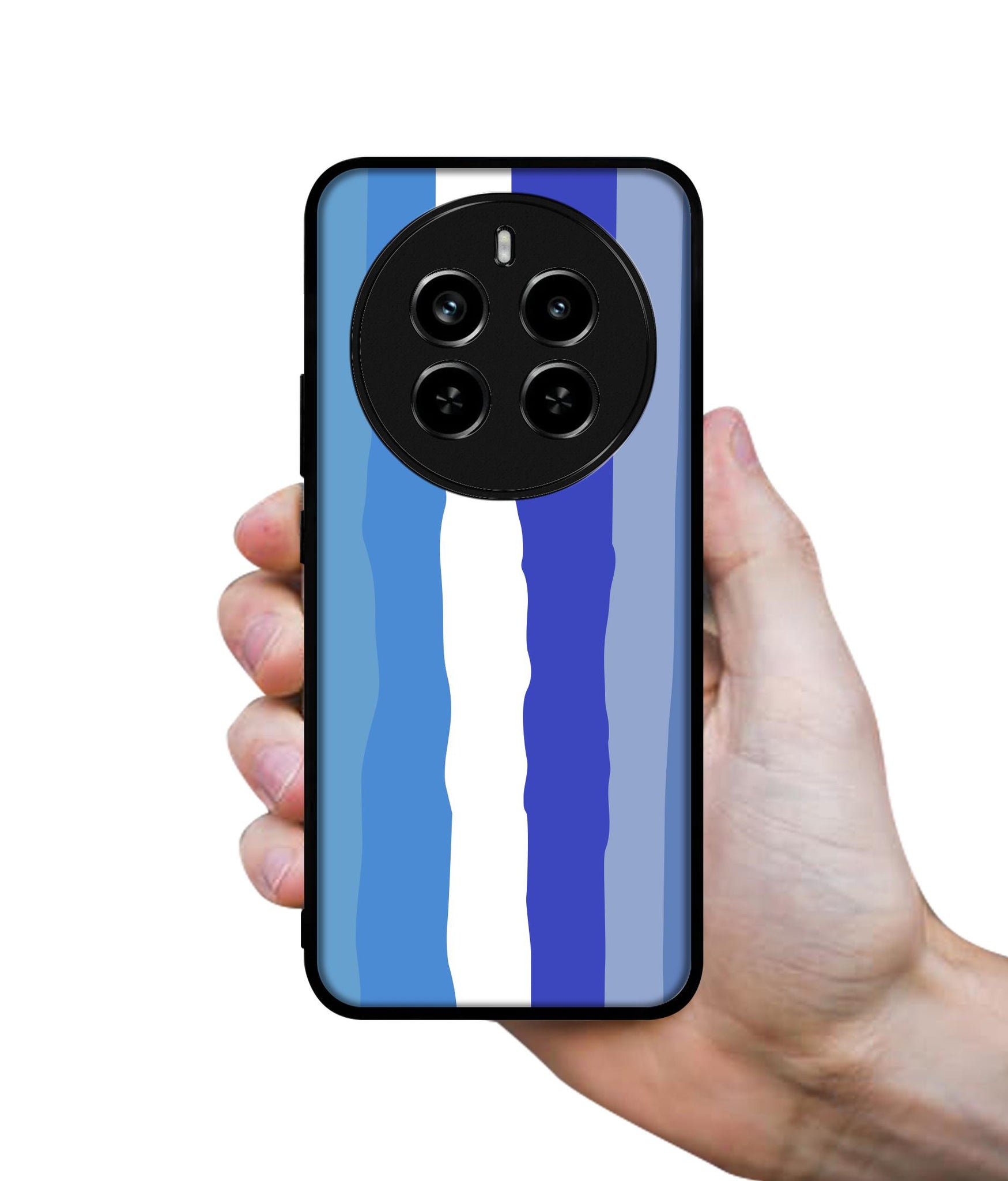 Blue Stripes Rainbow Design Designer 2D Printed Back Case Cover for Realme 12 Plus 5G / P1 5G / Narzo 70 5G / 70 Pro 5G