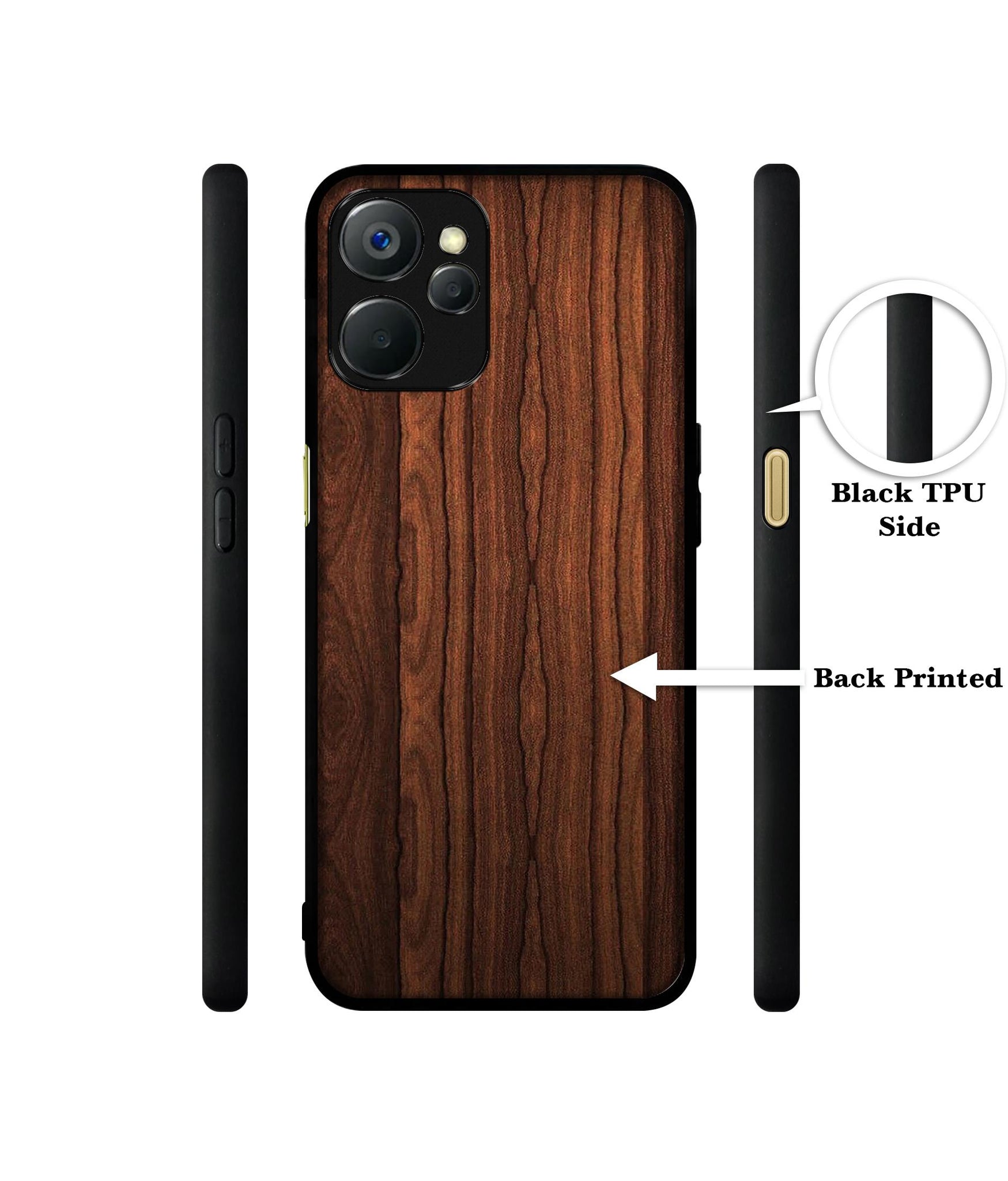 Brown Wooden Texture Design Designer 2D Printed Back Case Cover for Realme 9i 5G