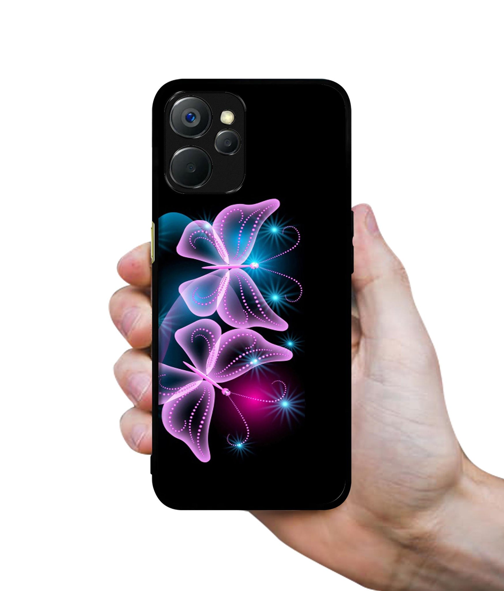 Butterflies Neon Light Design Designer 2D Printed Back Case Cover for Realme 9i 5G