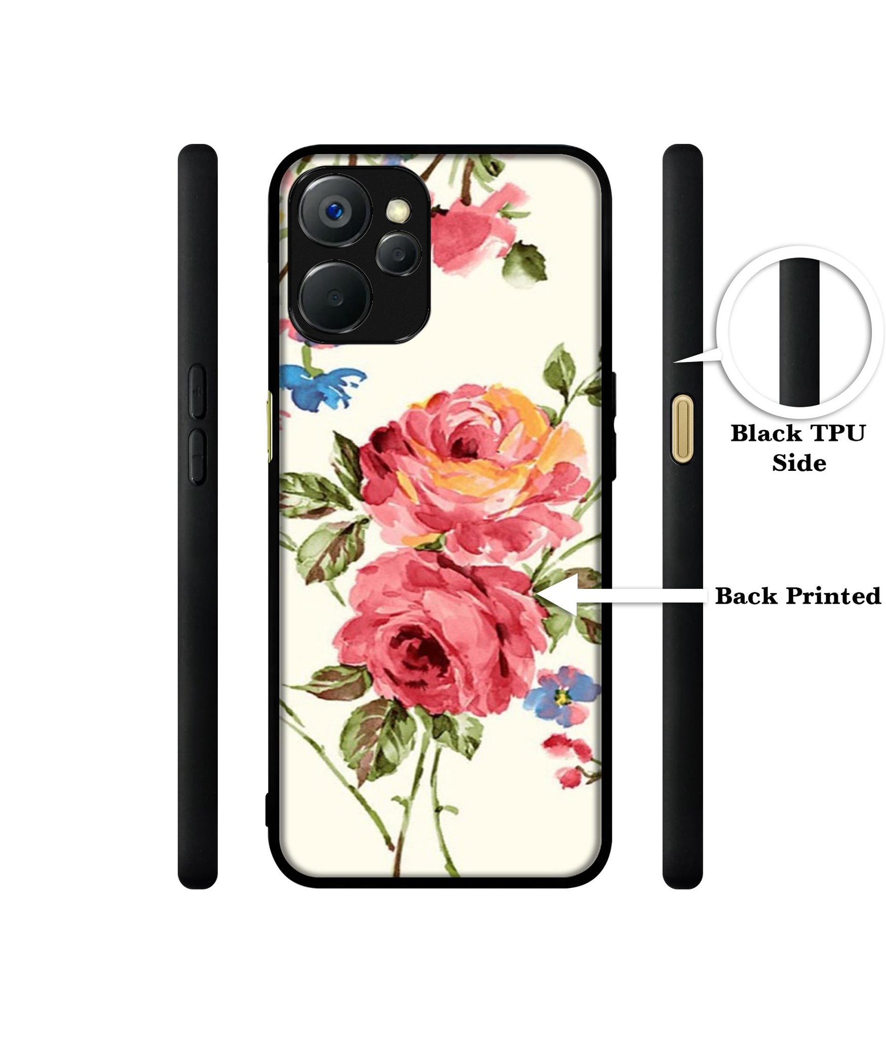 Vintage Painting Flower Design Designer 2D Printed Back Case Cover for Realme 9i 5G