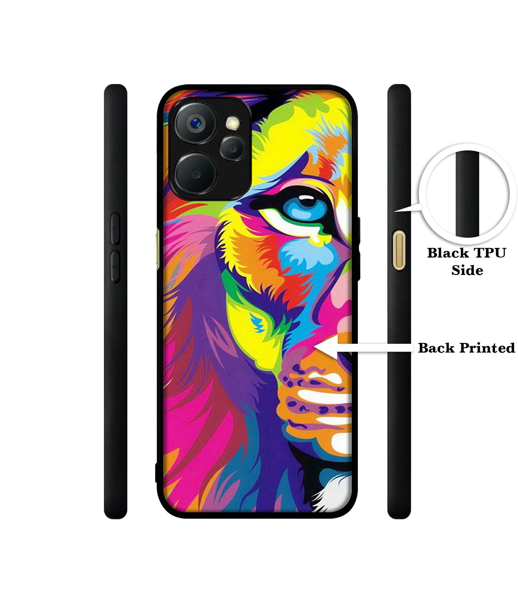 Lion Design Designer 2D Printed Back Case Cover for Realme 9i 5G