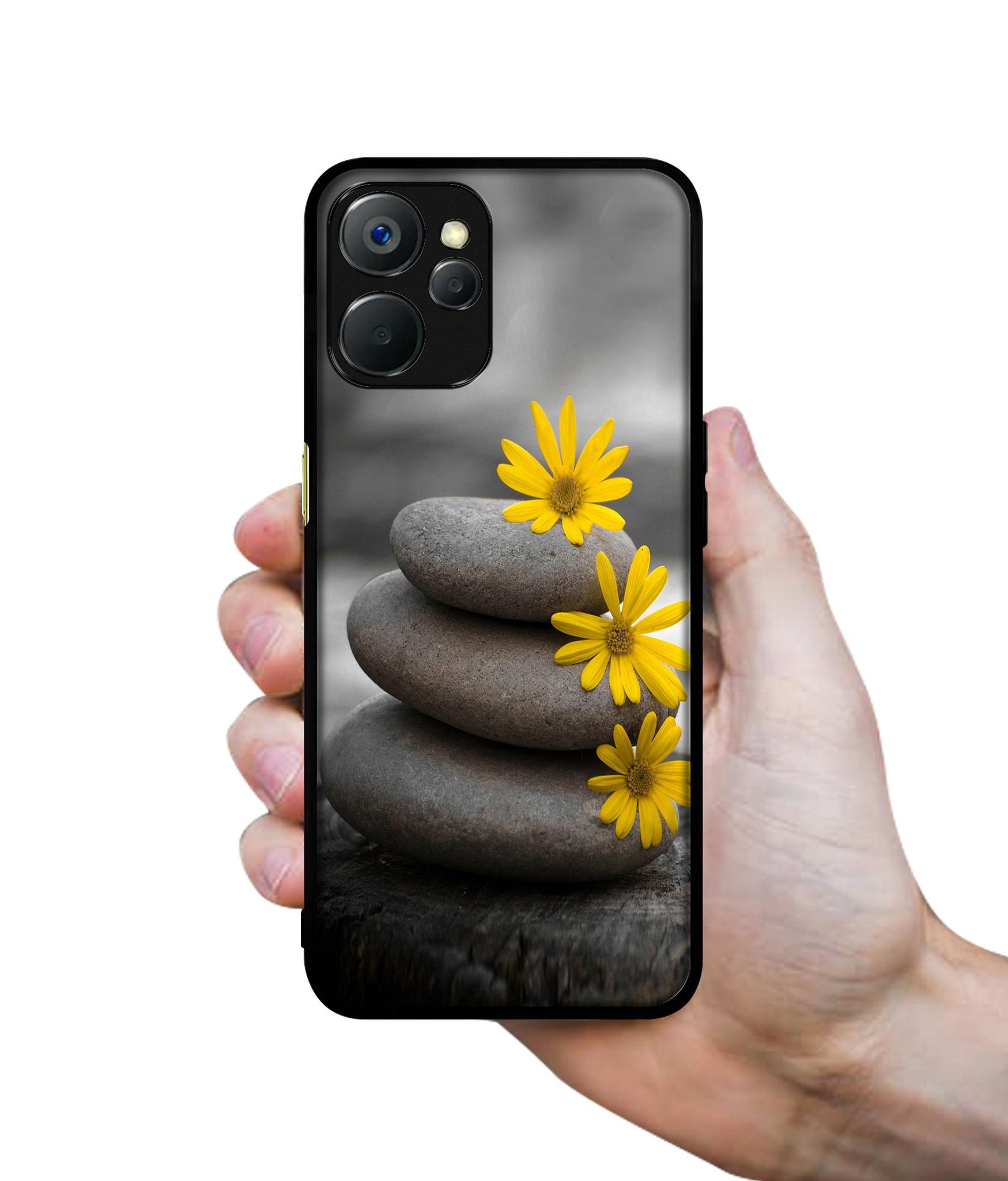 Stones And Flower Design Designer 2D Printed Back Case Cover for Realme 9i 5G