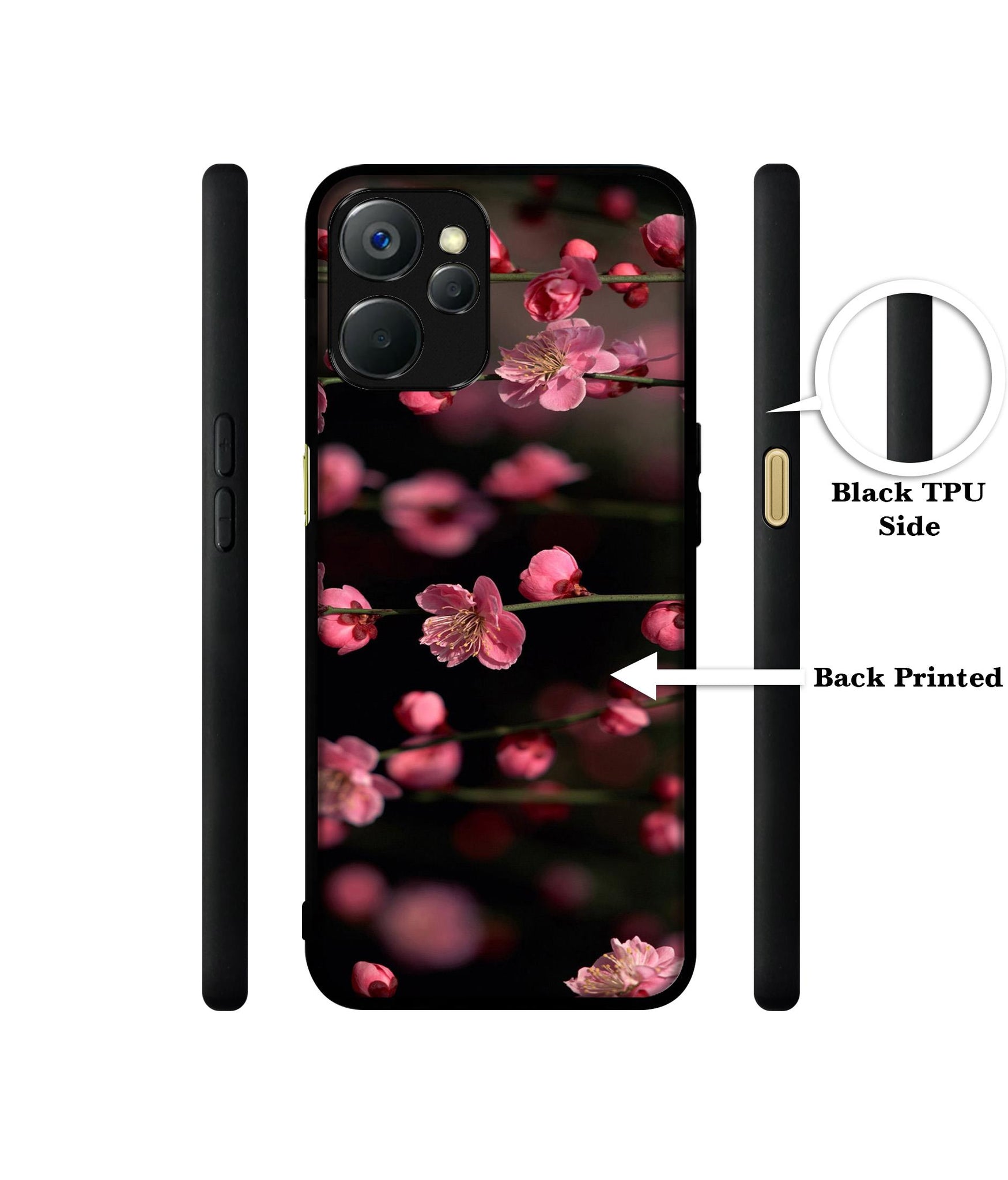 Pink Flowers Design Designer 2D Printed Back Case Cover for Realme 9i 5G