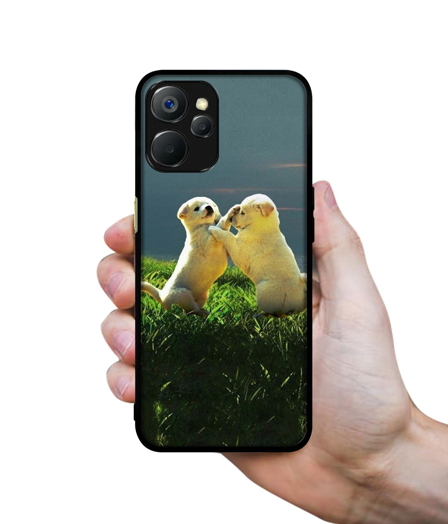 Puppy Couple Sunset Design Designer 2D Printed Back Case Cover for Realme 9i 5G
