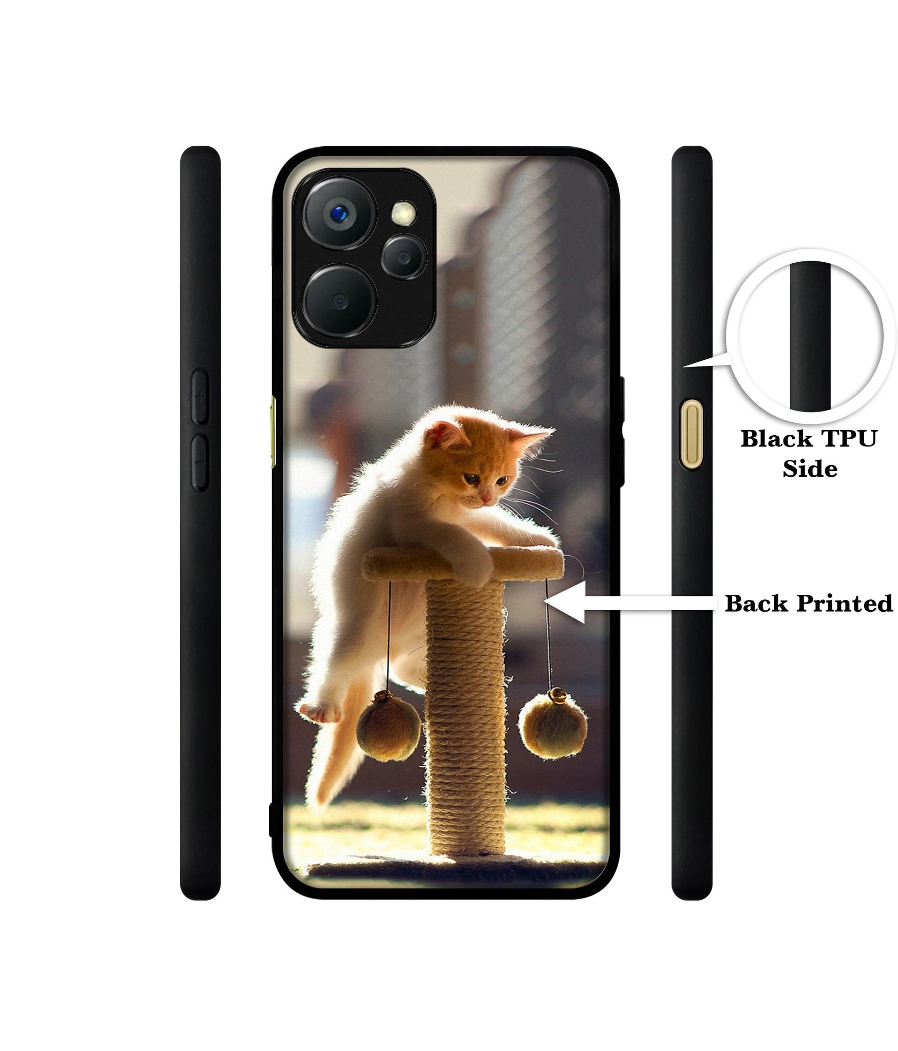 Cat Climbing Design Designer 2D Printed Back Case Cover for Realme 9i 5G