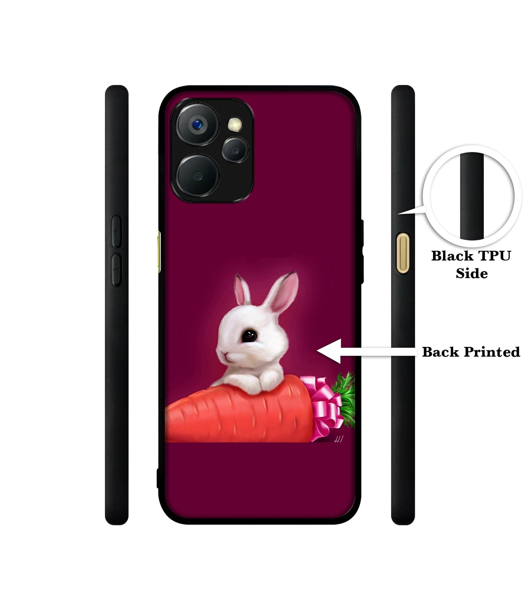 Bunny With Carrot Design Designer 2D Printed Back Case Cover for Realme 9i 5G
