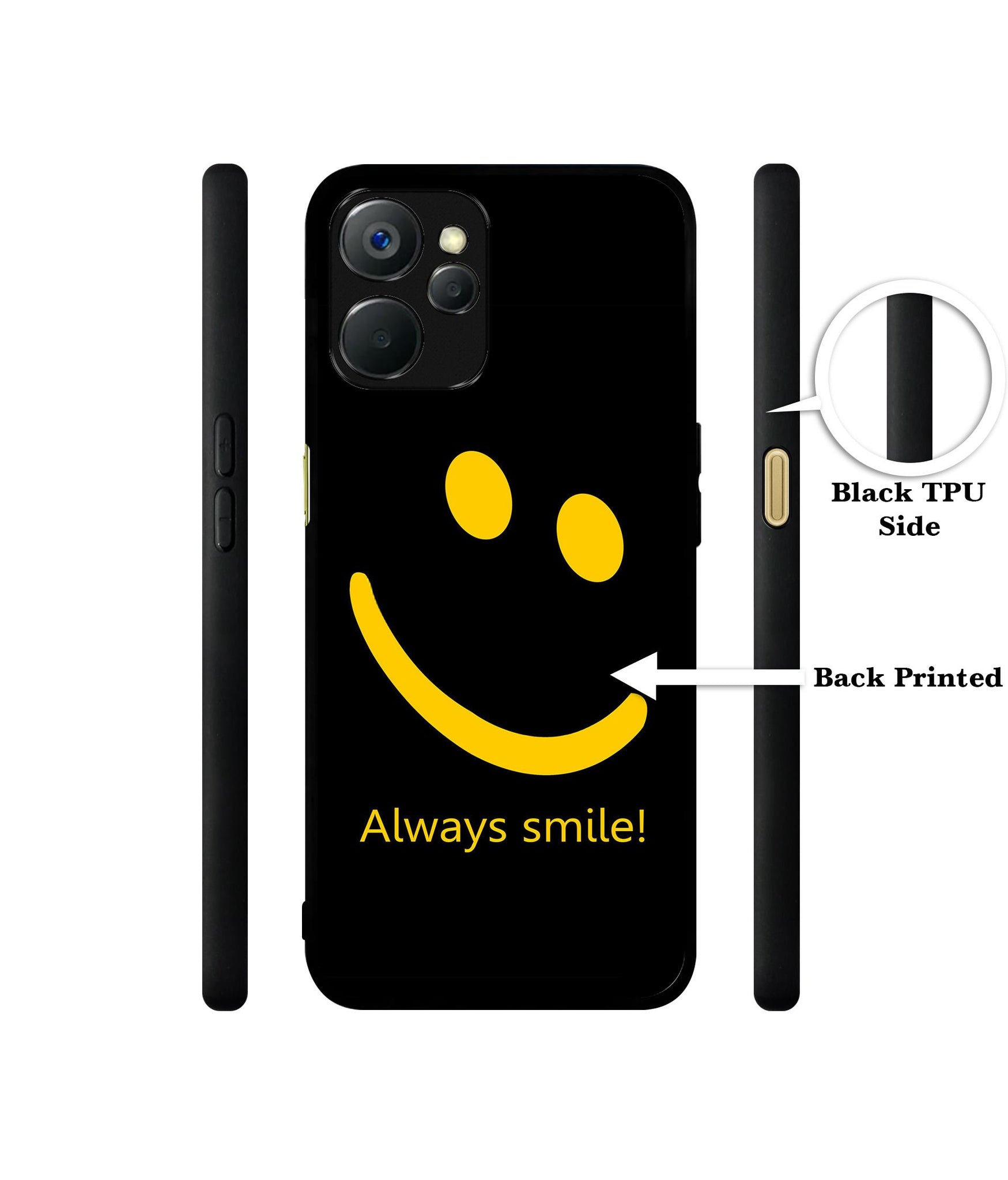 Always Smile Quote Design Designer 2D Printed Back Case Cover for Realme 9i 5G