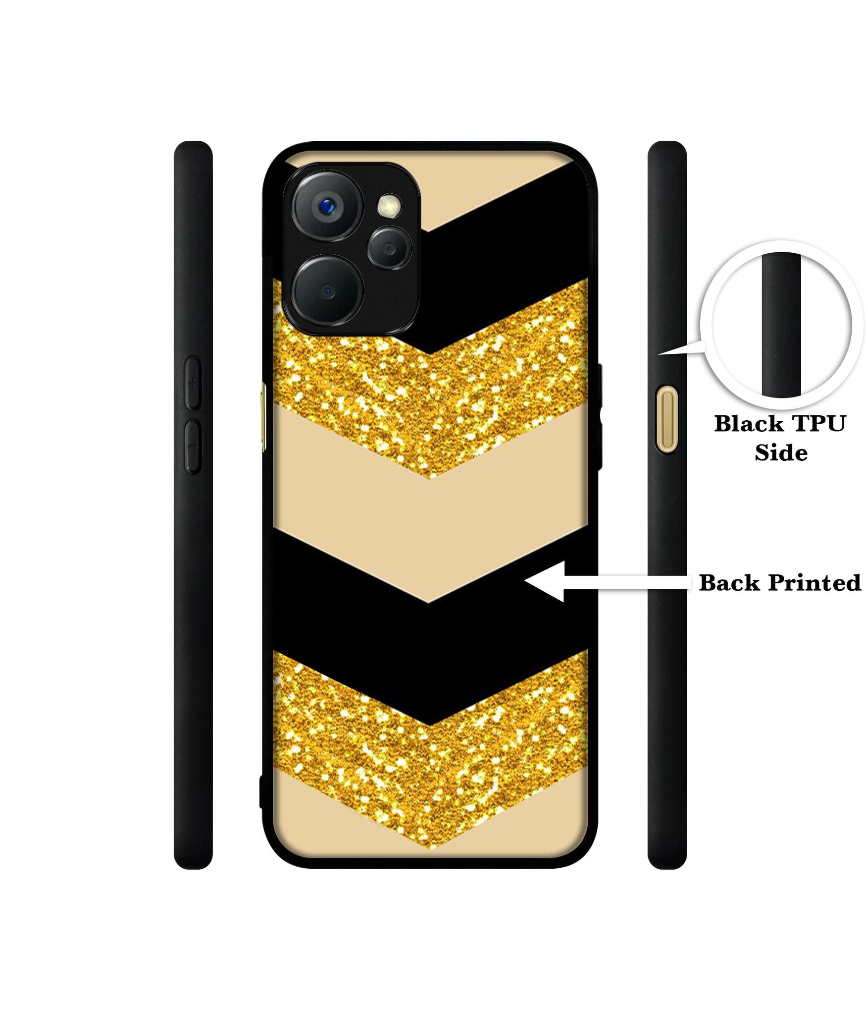 Black & Gold Design Designer 2D Printed Back Case Cover for Realme 9i 5G