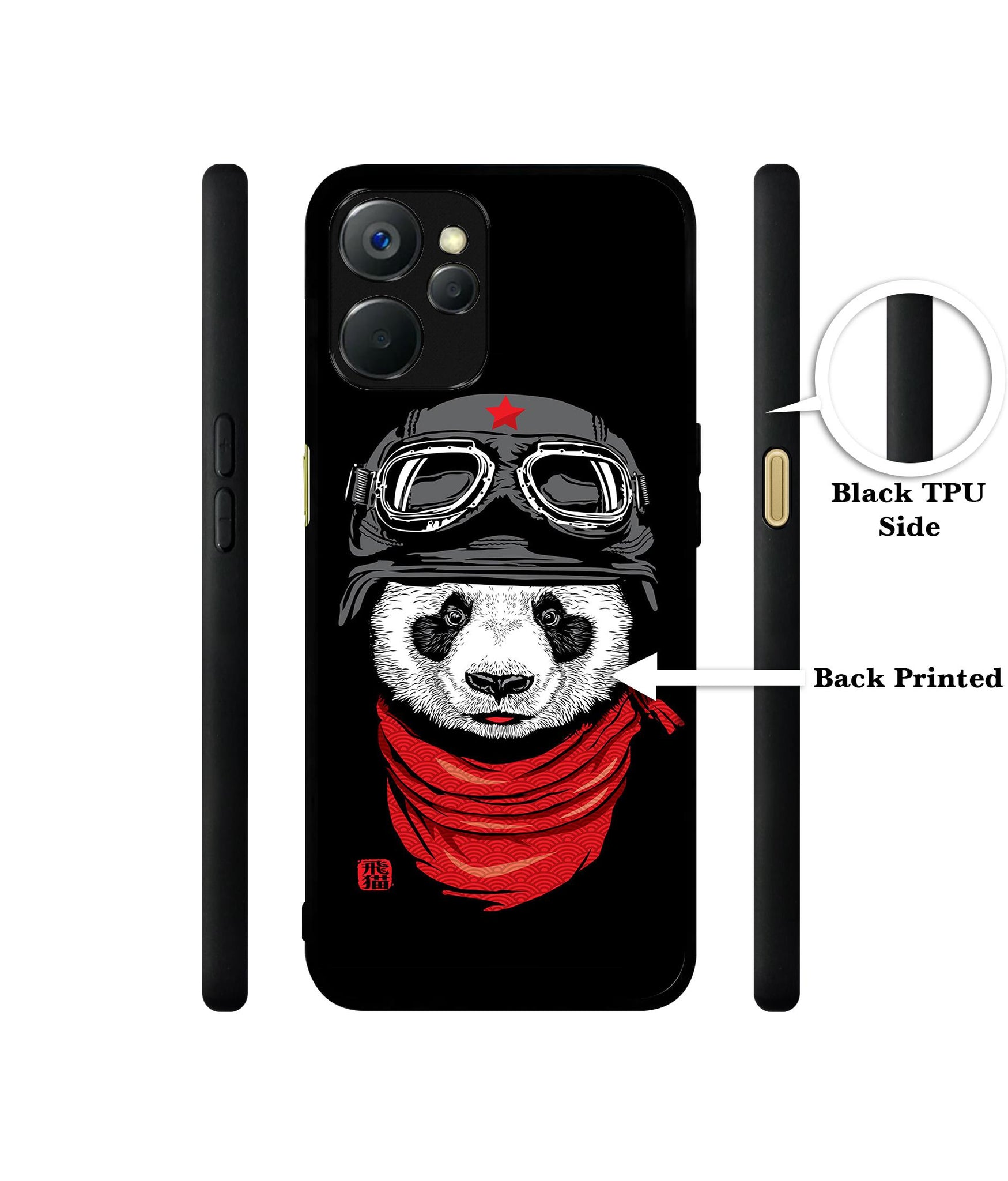 Biker Panda Design Designer 2D Printed Back Case Cover for Realme 9i 5G